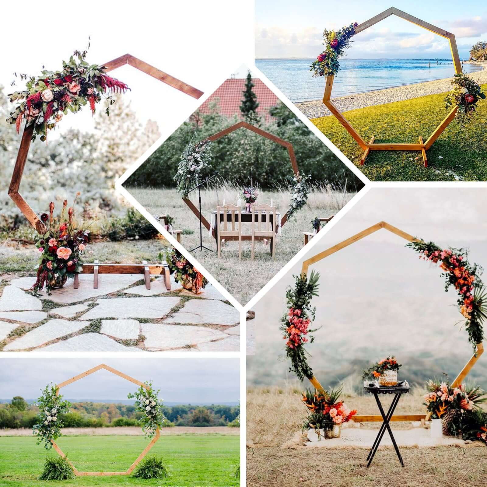 Efavormart 7FT Rustic Square Wedding Arch Wooden Backdrop Stand, Wedding Ceremony Arch - Brown - Image 56