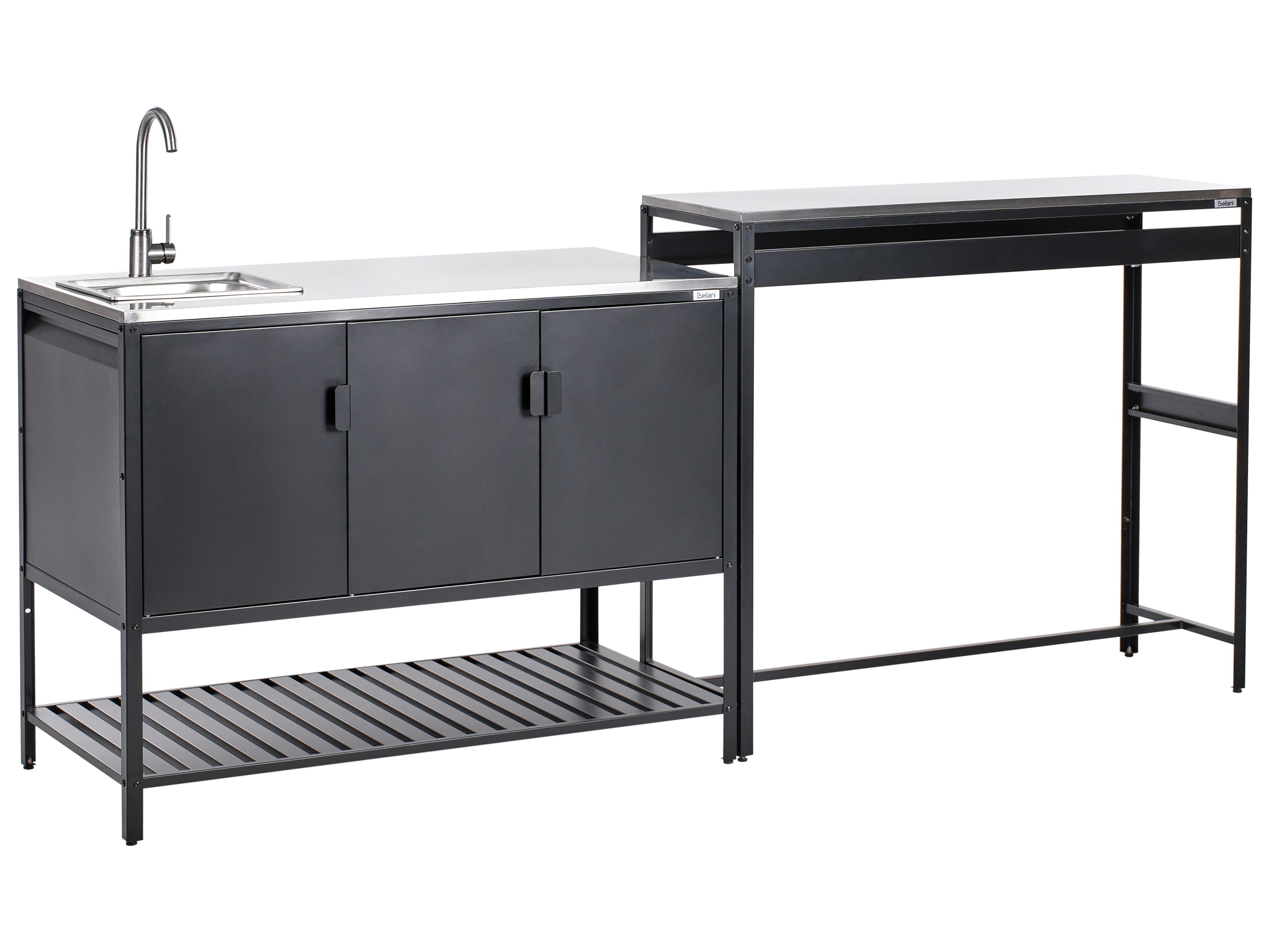 2 Piece Outdoor Kitchen Set with Sink MAENZA Metal Black