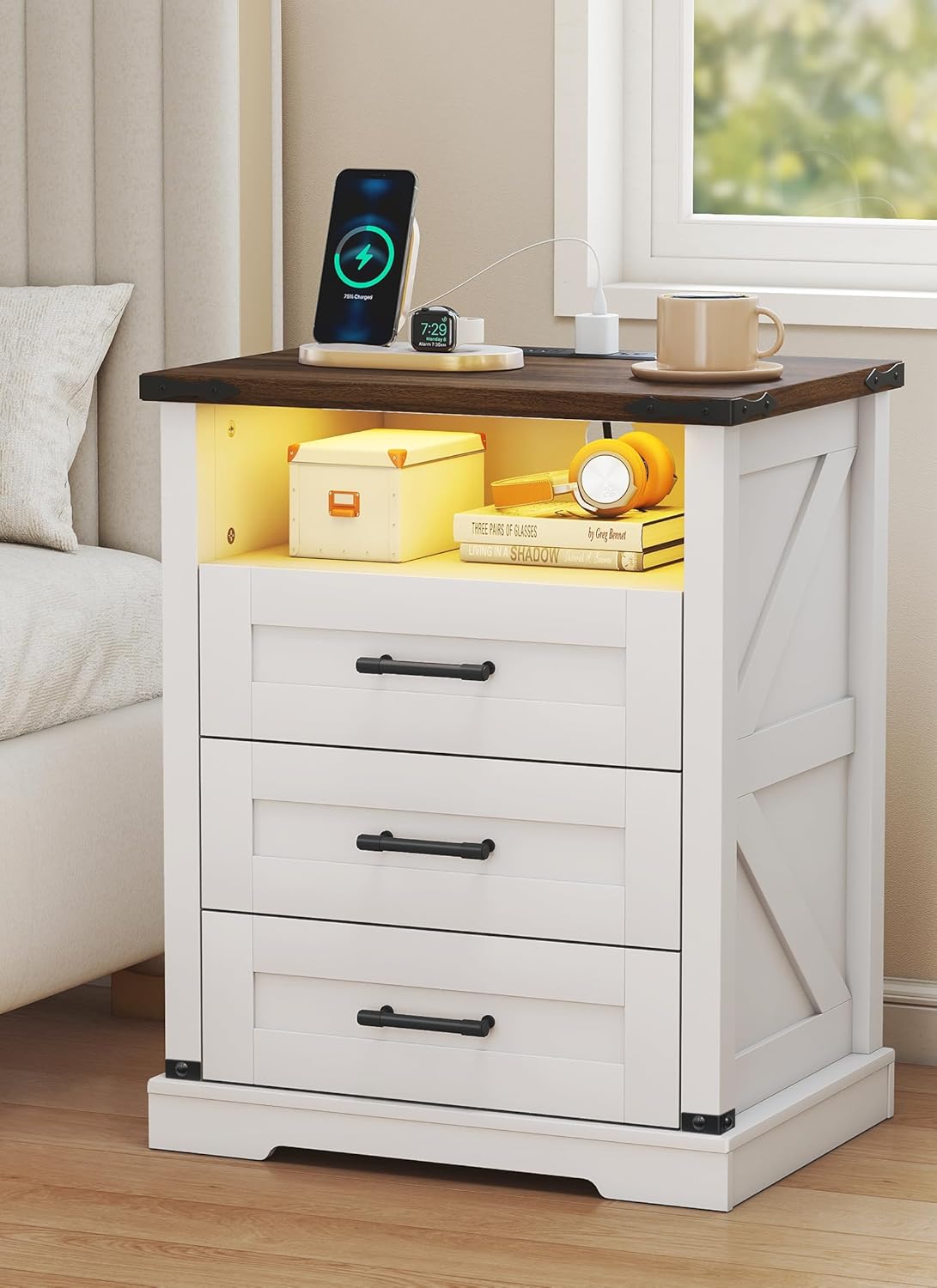 Turosur Night Stand with Charging Station 22
