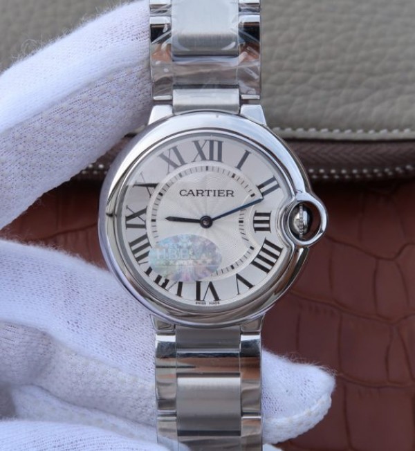 Replica Cartier V6F Ballon Bleu 36mm White Dial SS Bracelet Ronda Quartz - Top club