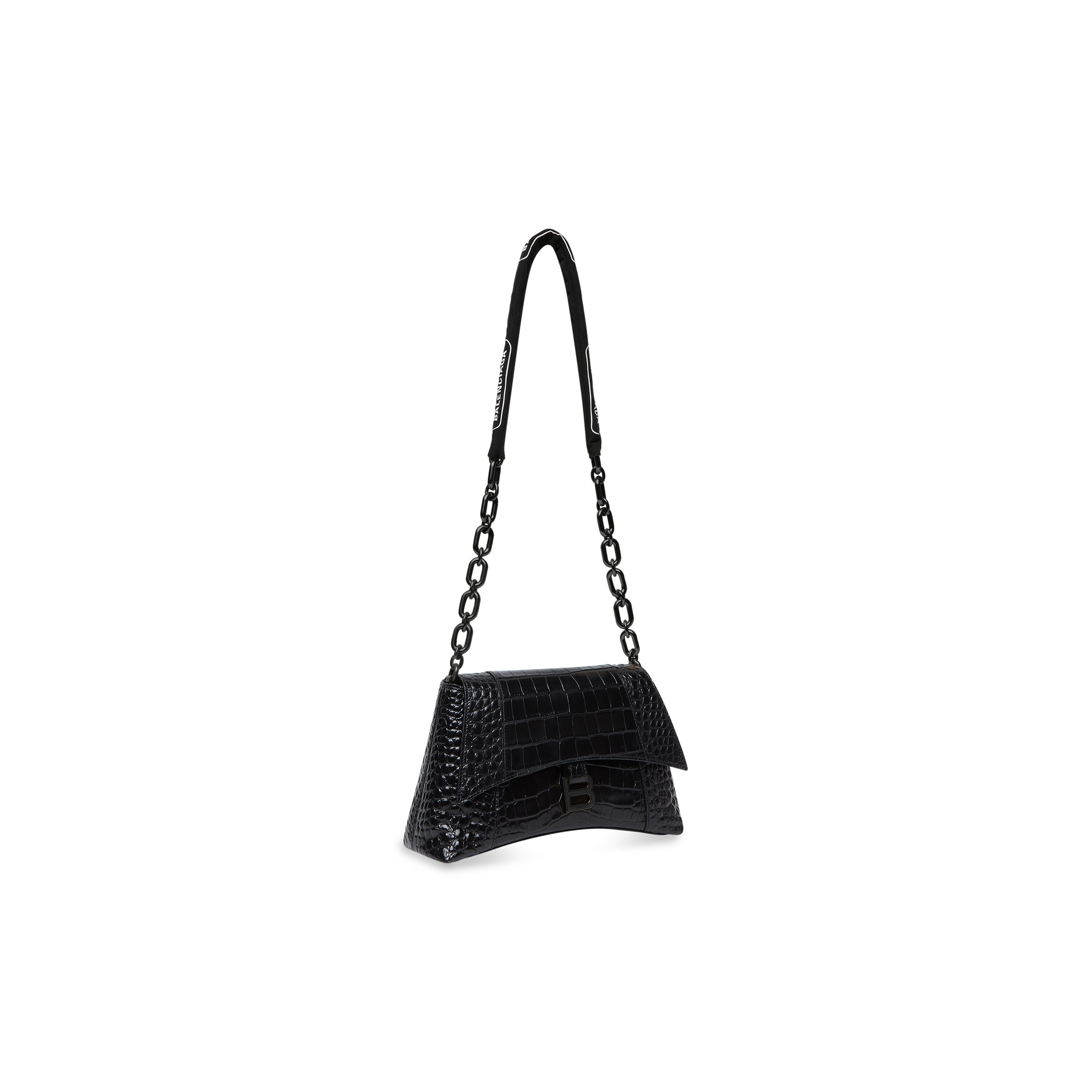 WOMEN'S DOWNTOWN SMALL SHOULDER BAG WITH CHAIN CROCODILE EMBOSSED IN BLACK - Replicaclubs