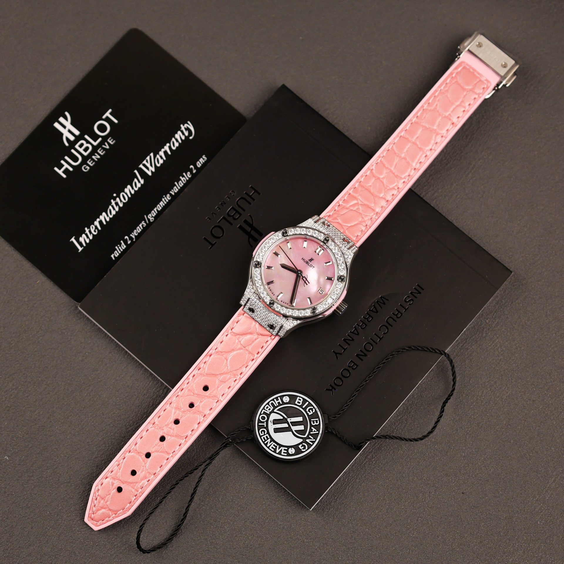 Hublot Classic Fusion Replica Watch Mother Of Pearl Dial + Moissanite Diamonds 33mm - Top club