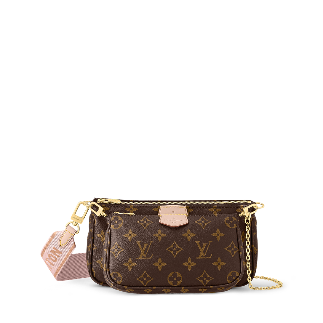 Louis Vuitton Multi Pochette Accessoires Monogram Canvas - Rose Clair Pink Strap - COZYMIZE