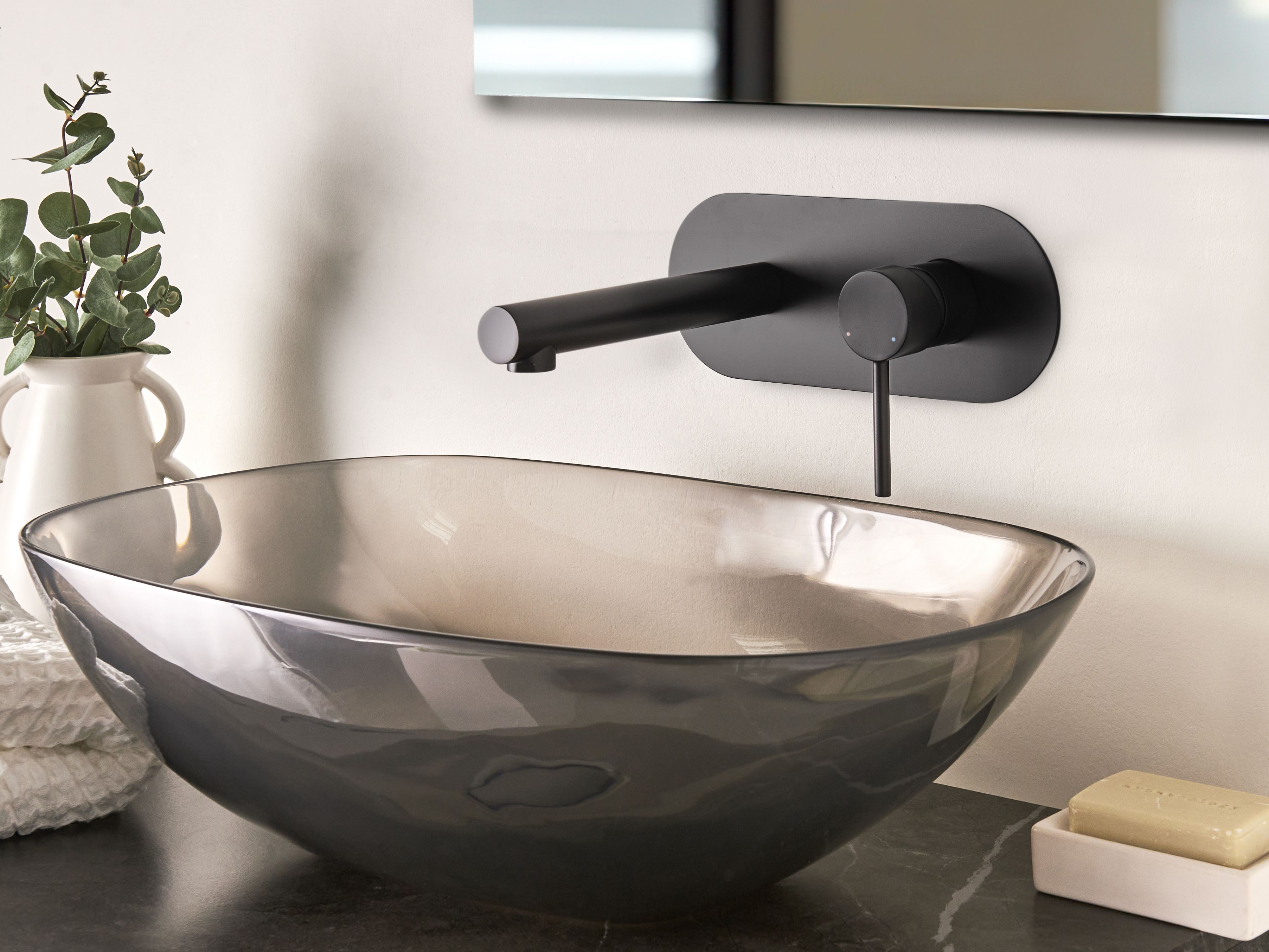 Wall Mounted Basin Mixer Tap CLAVIJO Brass Black