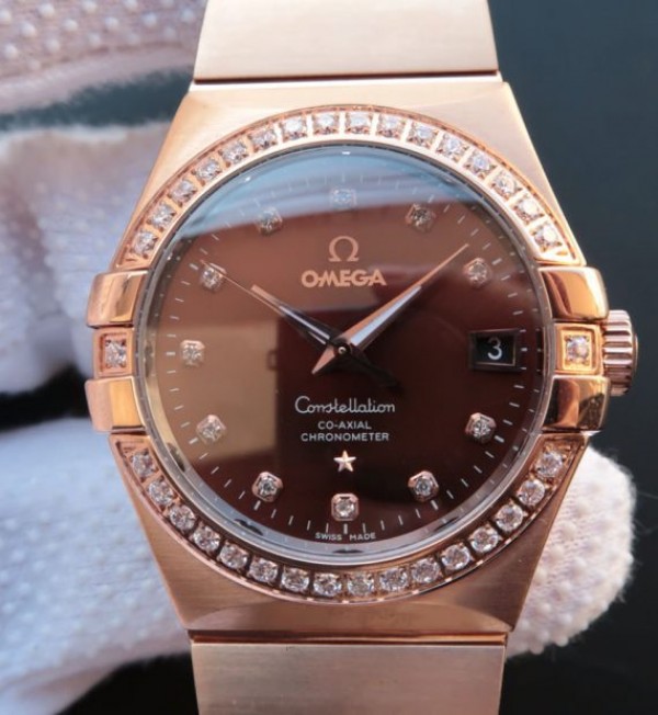 Replica Omega V6 Constellation 123.20.35 RG Case Brown Dial - Top club