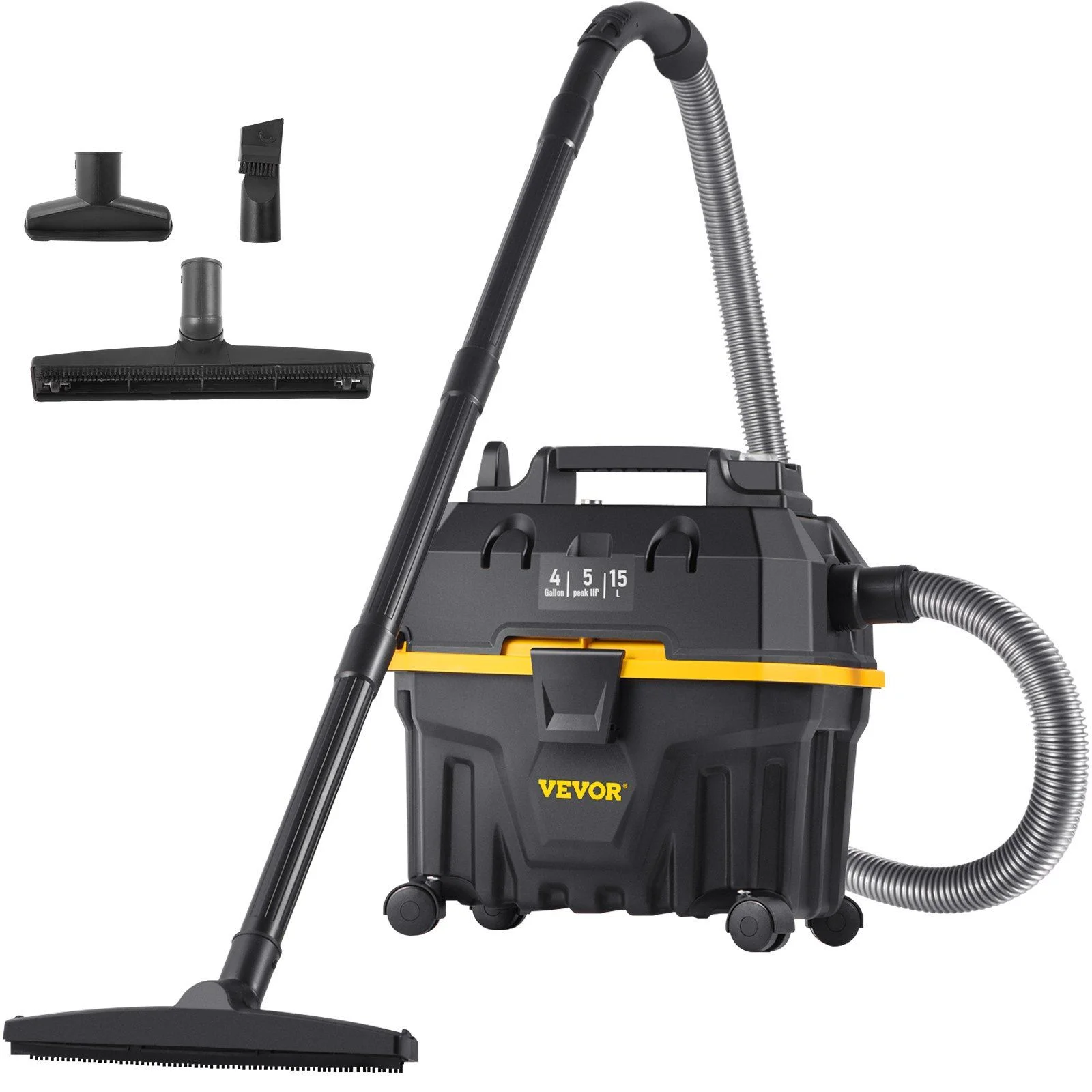 3-in-1 Wet Dry Vacuum, 4 Gallon 5HP, Blower & Attachments for Floor, Car, Gap Cleaning, ETL Listed