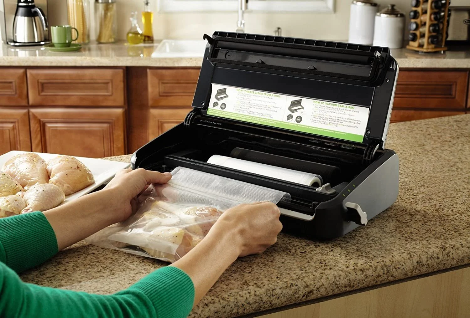 FoodSaver FM2100-000 Vacuum Sealer Machine System with Starter Bags & Rolls  Safety Certified