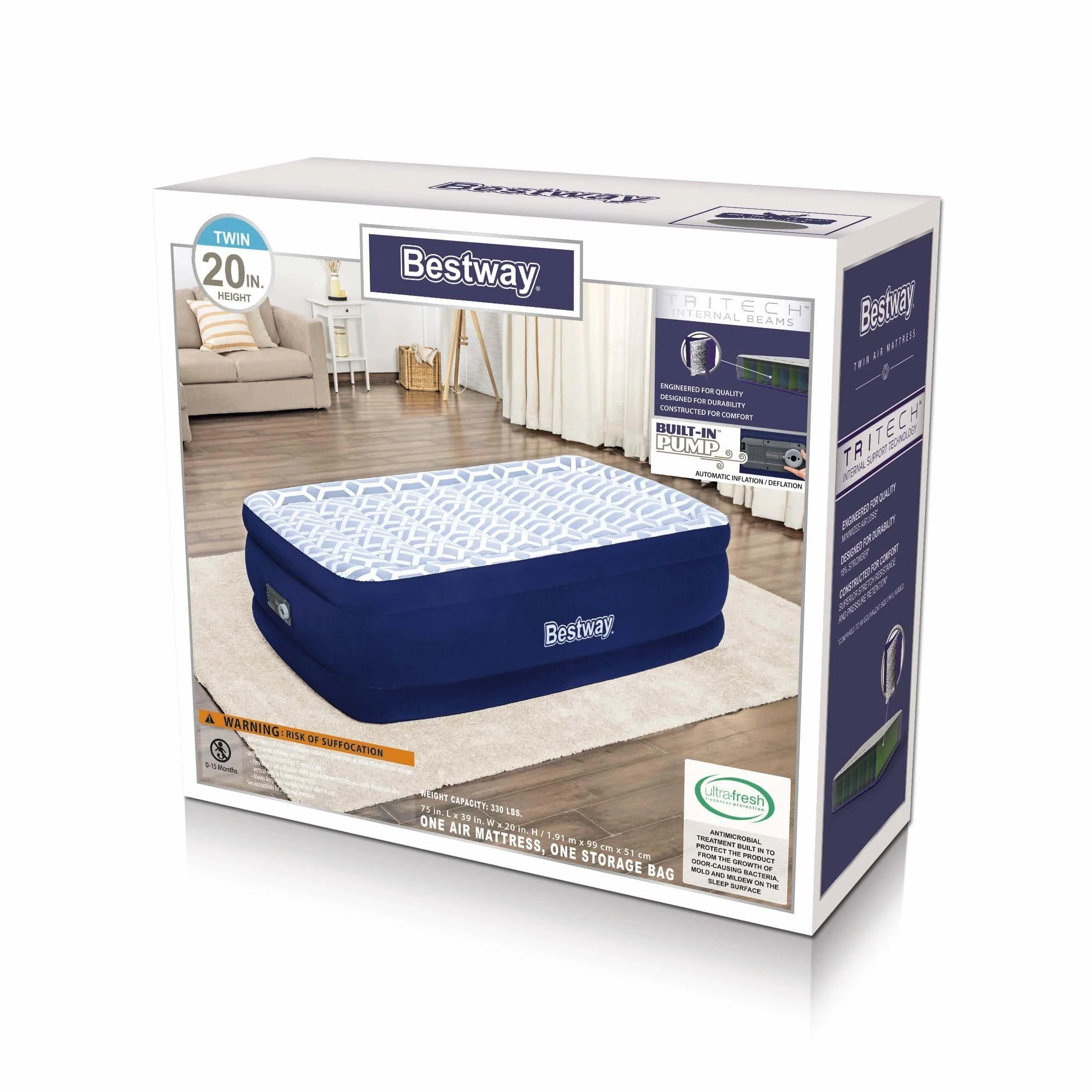 Fashion 20" Twin Air Mattress with Built-in Pump - Image 6