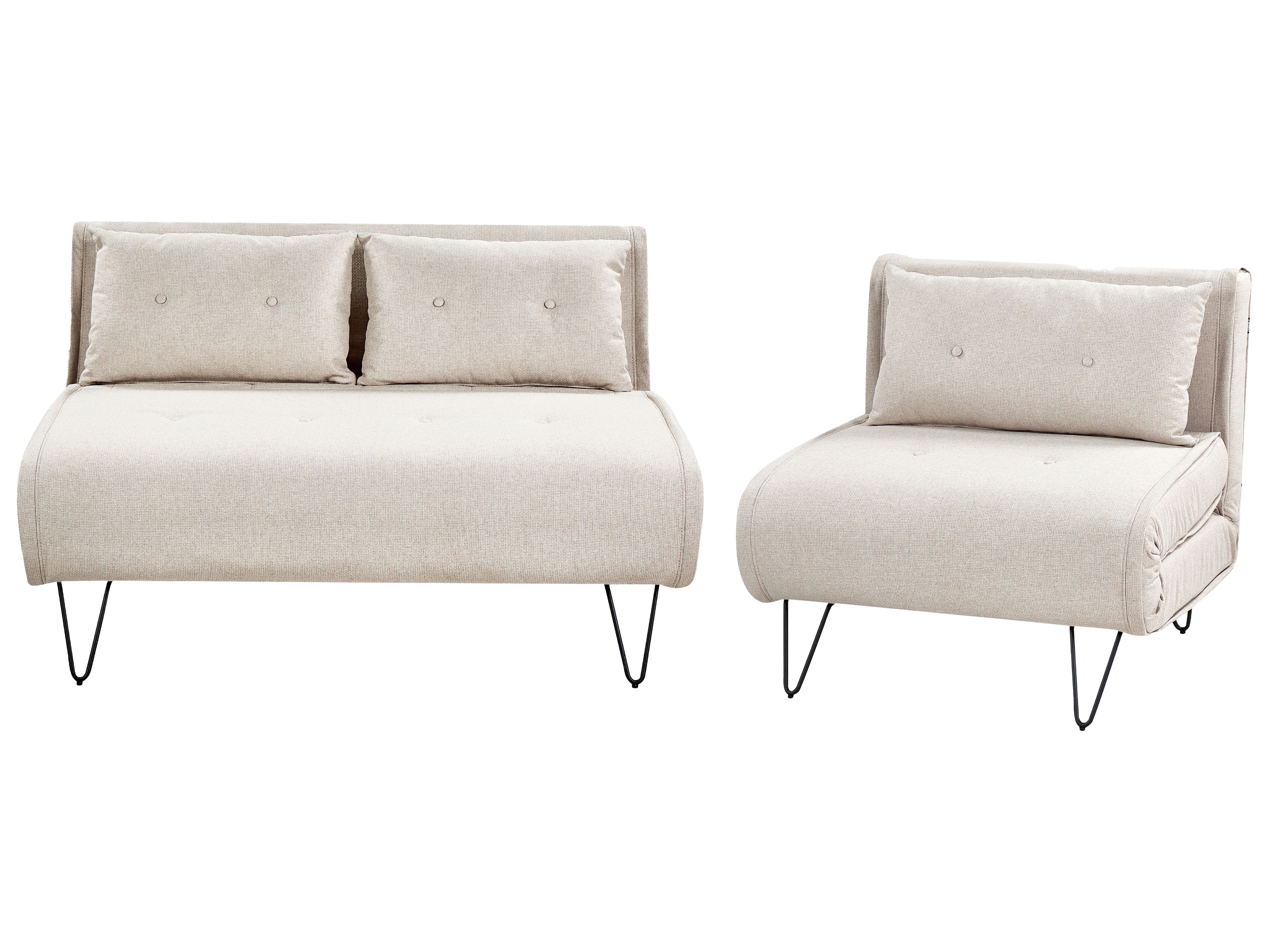 Living Room Set 3 Seater VESTFOLD Fabric Light Beige