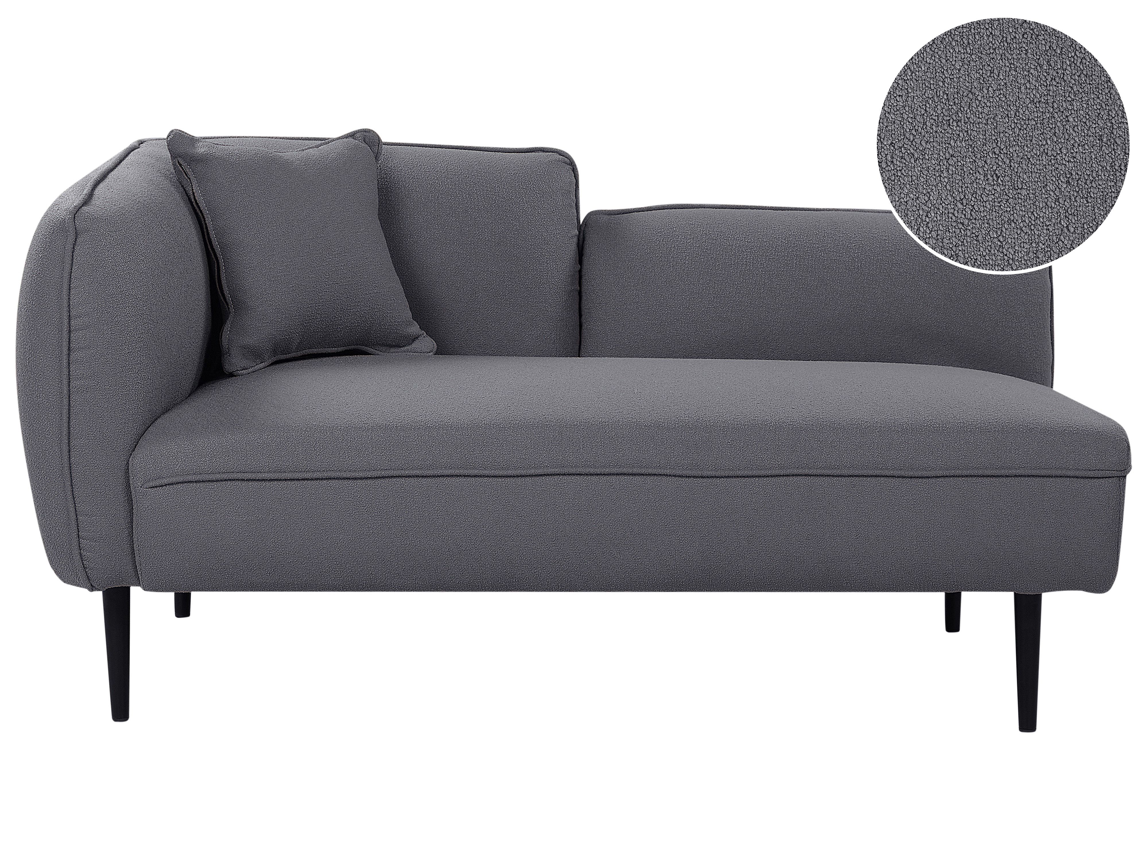 Left-Hand Chaise Lounge CHEVANNES Boucle Dark Grey