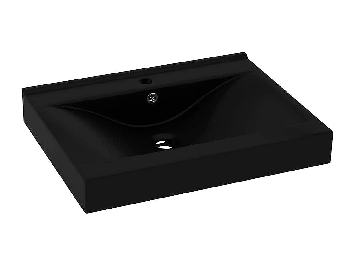Vasque à poser-Lavabo avec trou de robinet Noir mat 60x46 cm Céramique
