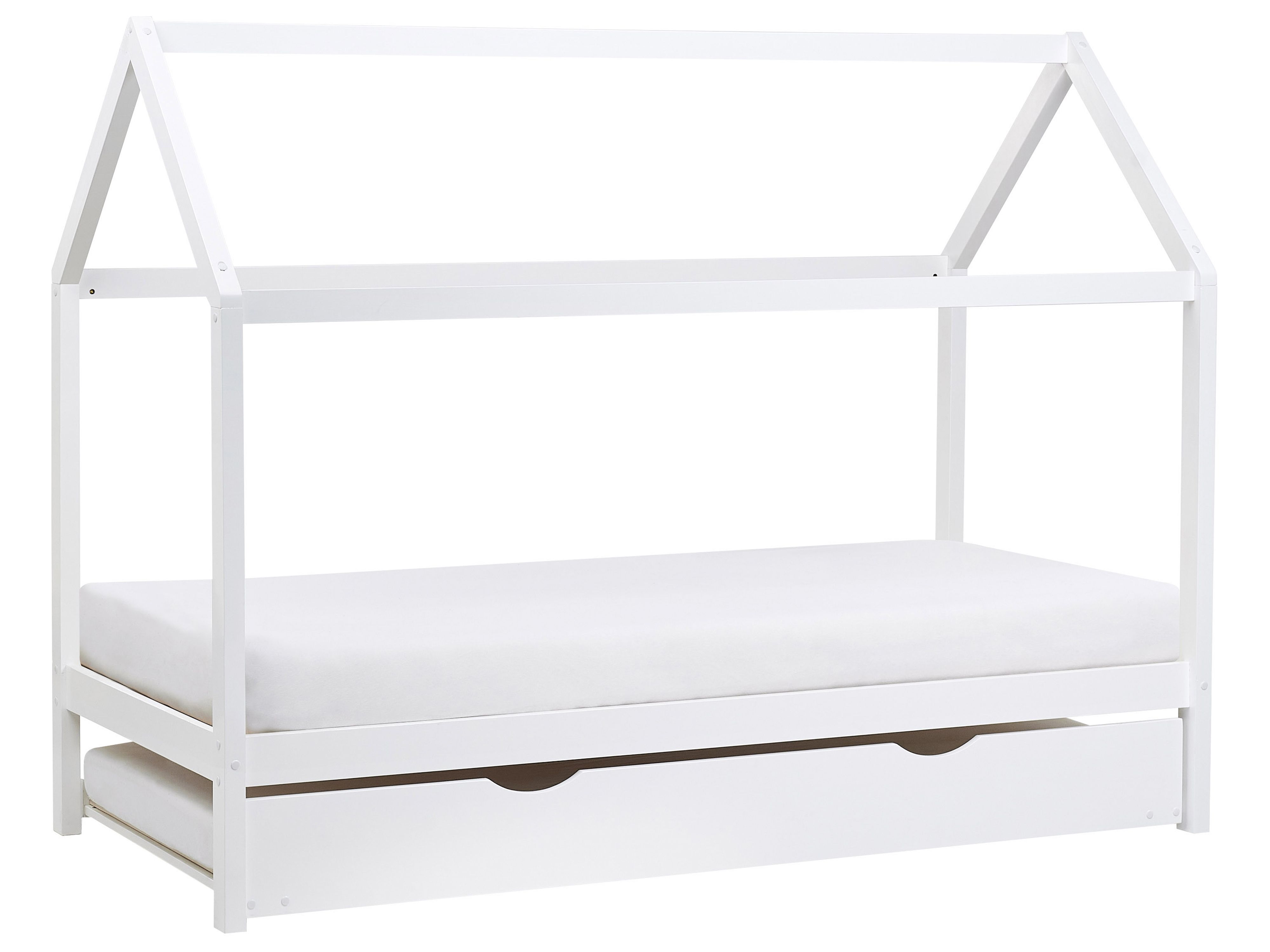 Kids Trundle Bed Pine Wood CRILLON 90 x 200 cm (EU Single) White