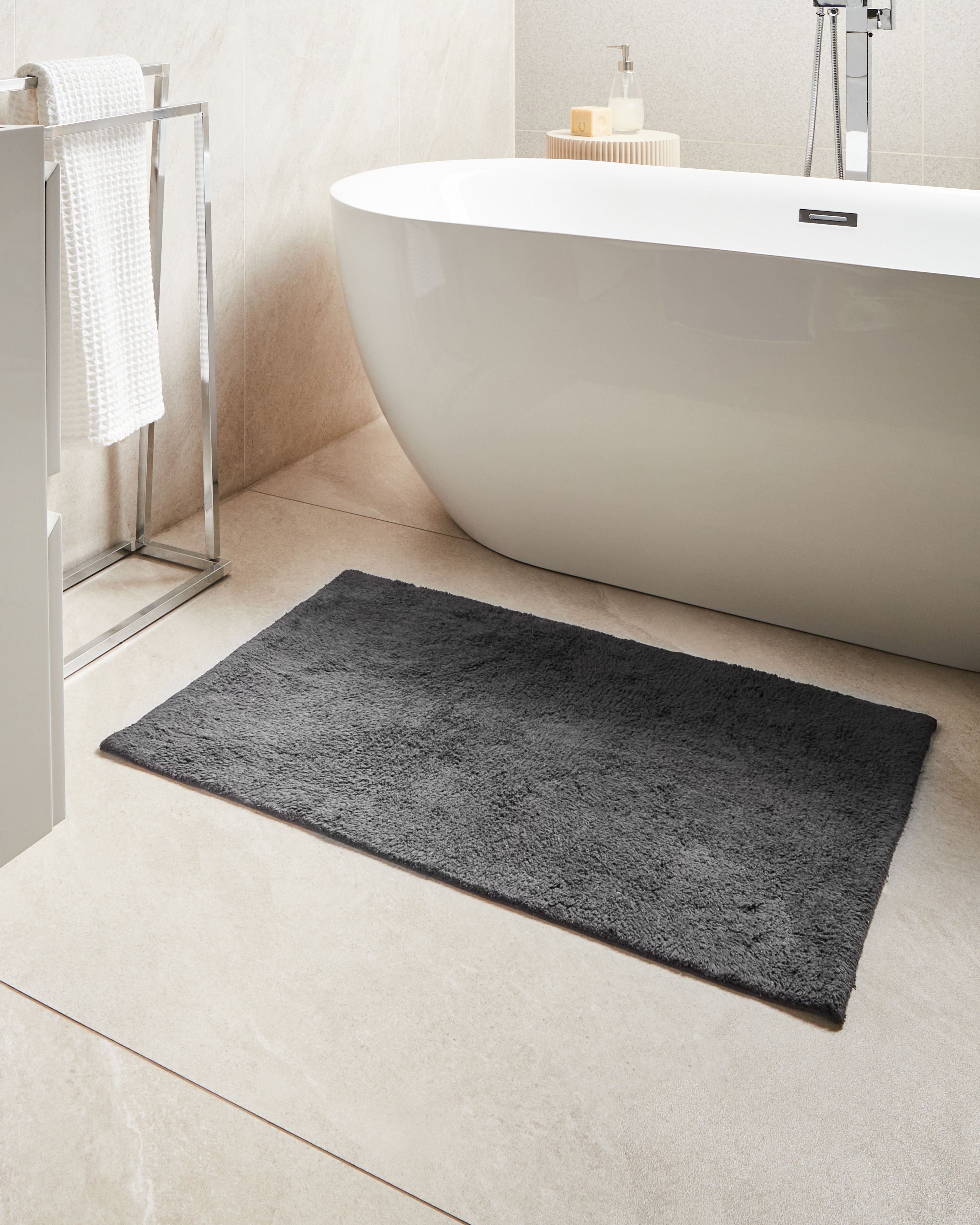 Bath Mat GOELA Black 60 x 90 cm Cotton