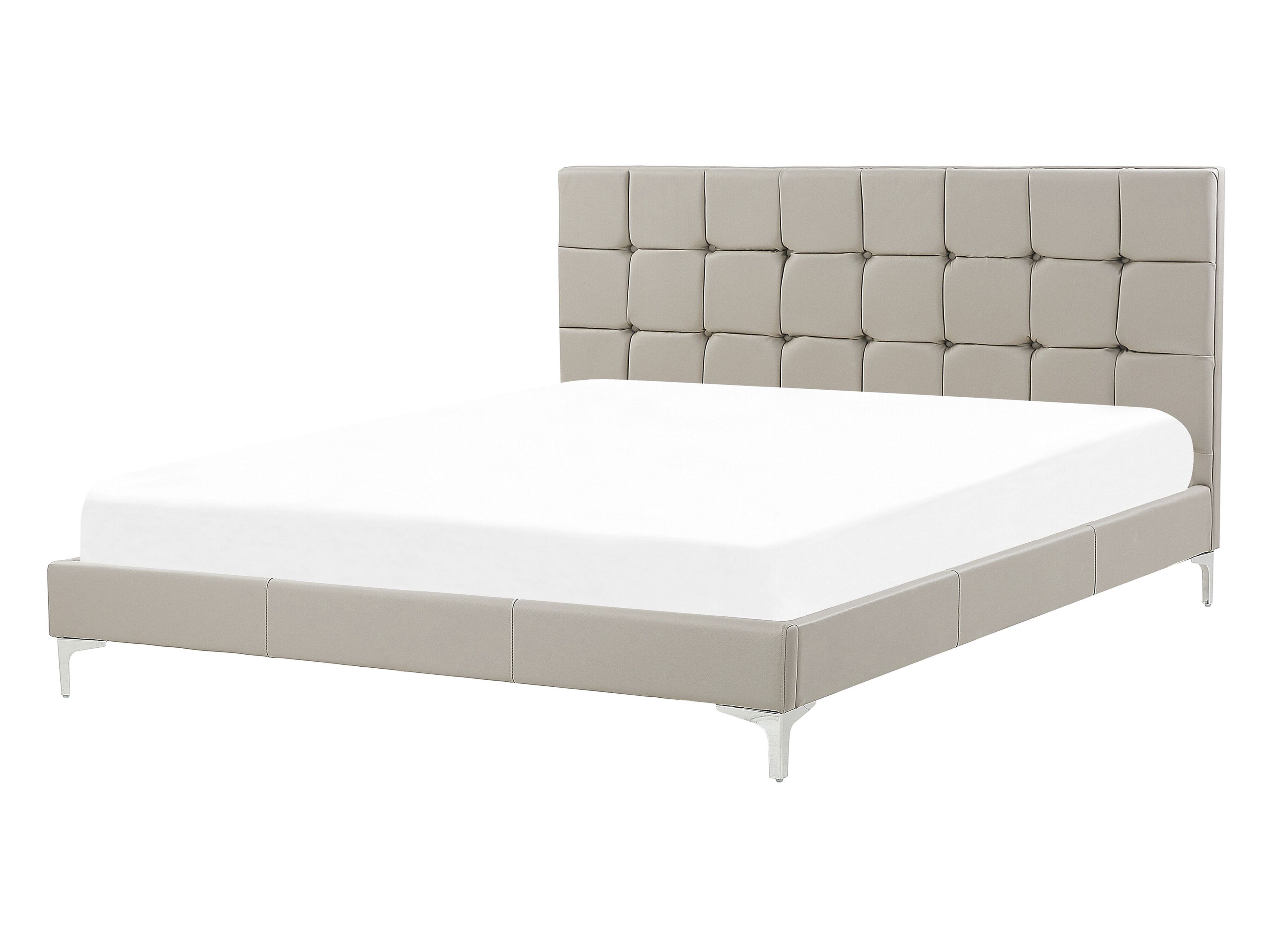 Bed Faux Leather AMBERT 140 x 200 cm (EU Double) Taupe