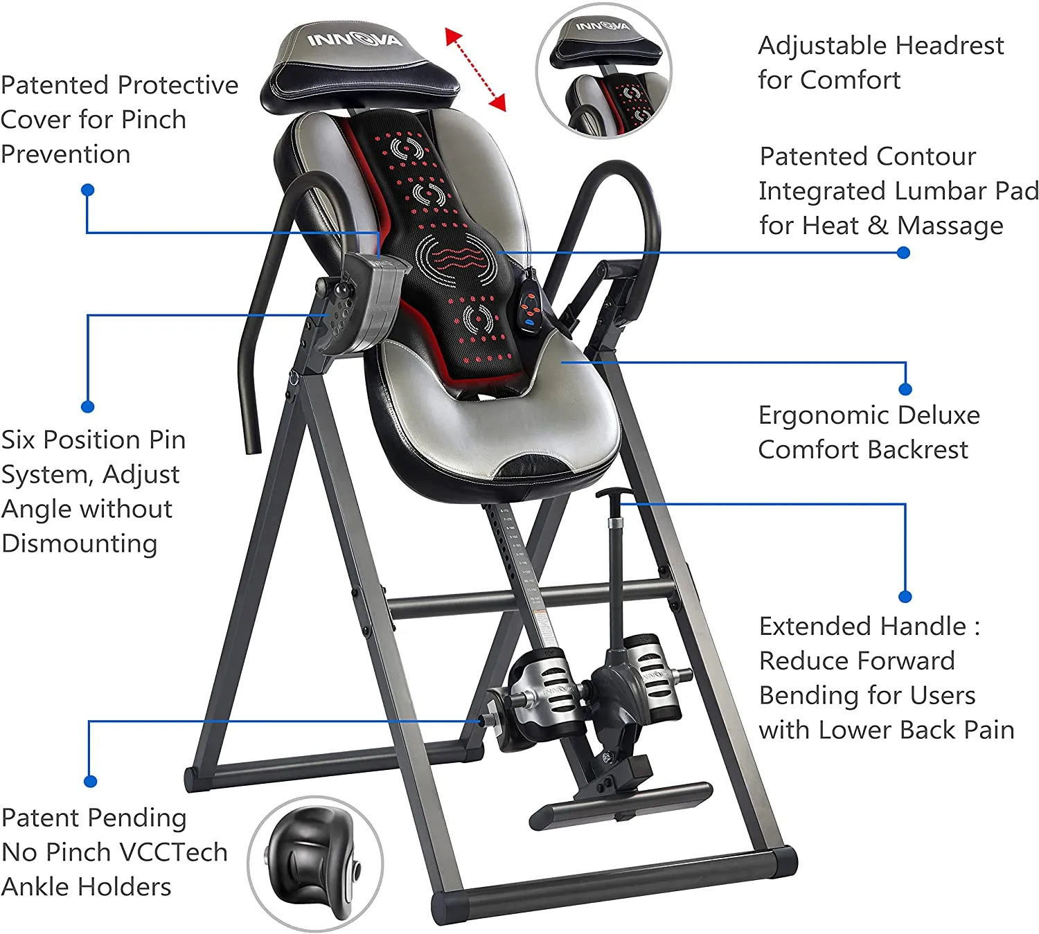 INNOVA HEALTH AND FITNESS ITM5900 Advanced Heat and Massage Inversion Table sgtnighsdesigns - Image 2