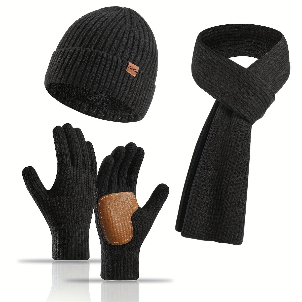 Gezellige Gebreide Winteraccessoireset met Muts, Sjaal en Handschoenen – Dikke Warme Stoffen voor Ultieme Comfort en Stijl