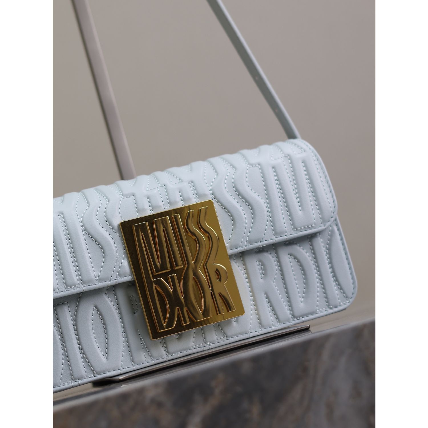 Miss Dior Flap Bag Pale Blue For Women 22cm/8.5in – M2610UBOS_M23B1:1High-quality replica