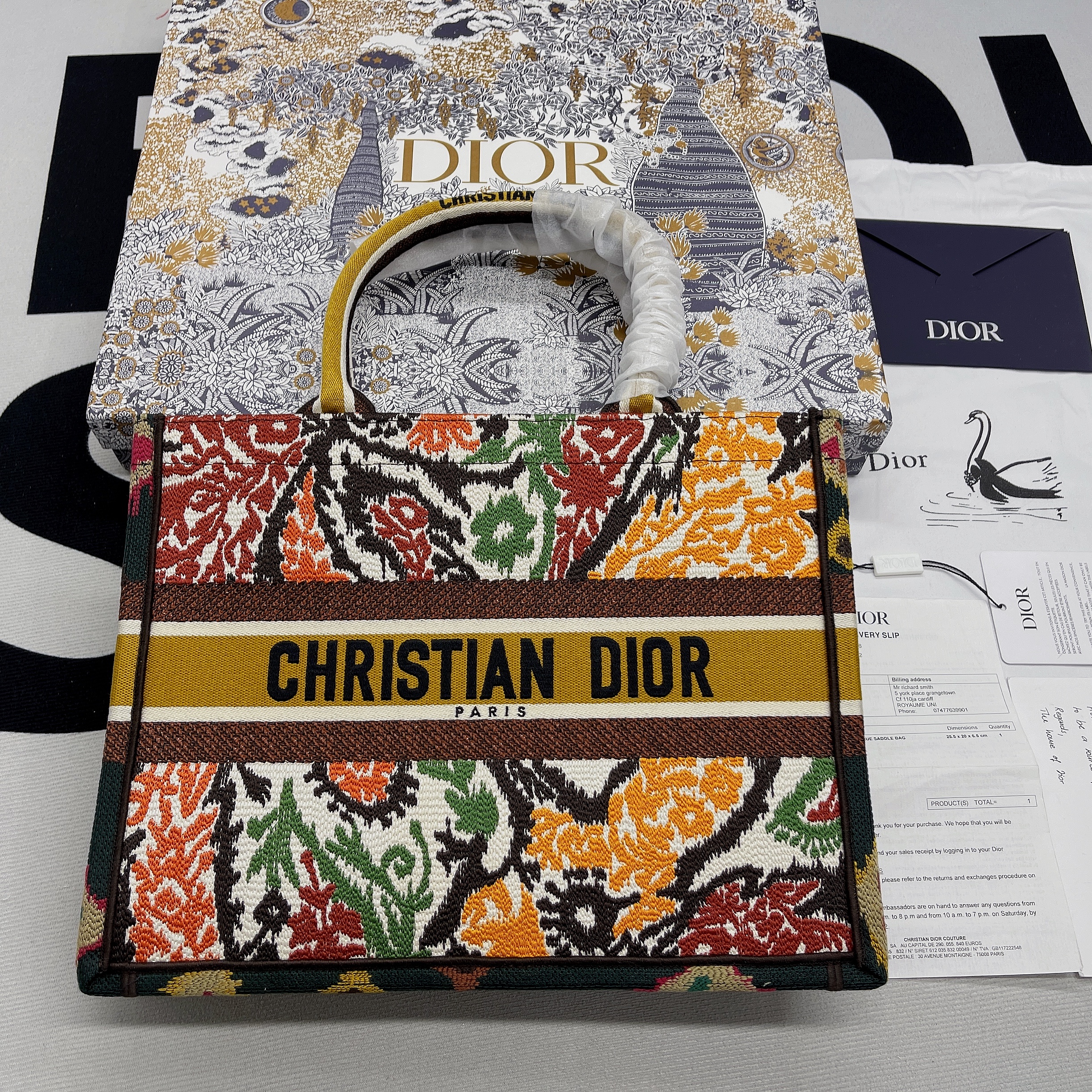 Christian Dior Medium Dior Book Tote Yellow Multicolor , For Women, Women’s Handbags 14in/36cm CD1:1High-quality replica