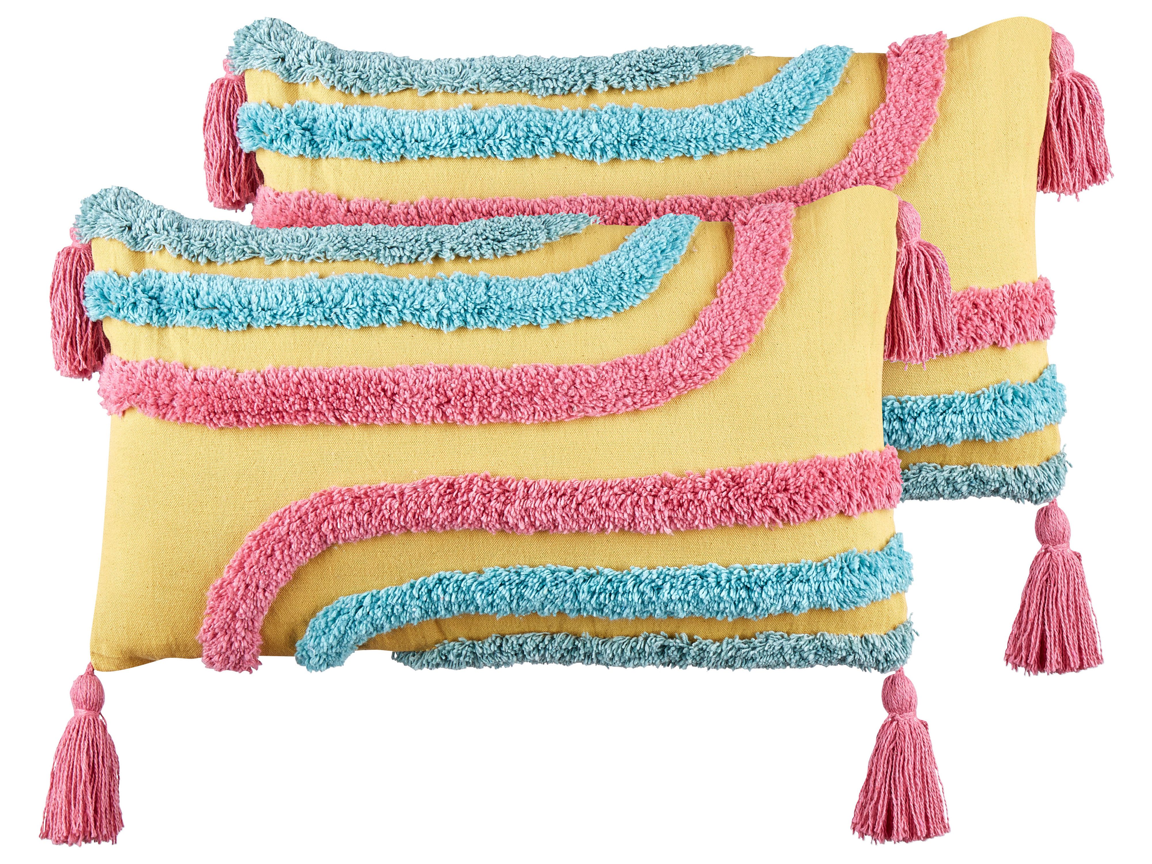 Set of 2 Decorative Cushions DOLICHOS Cotton 30 x 50 cm Multicolour Geometric Pattern