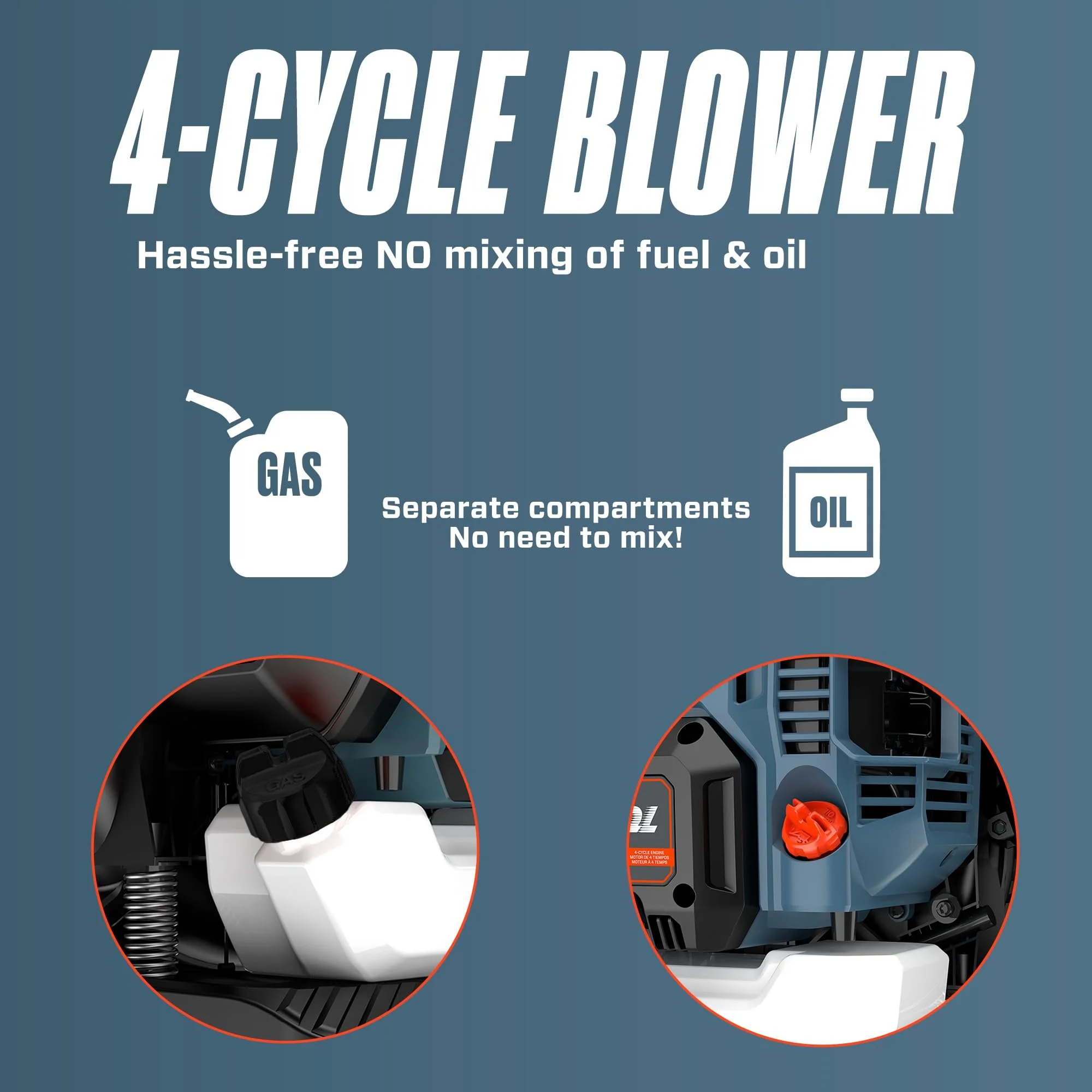 SENIX 4QL 26.5cc 4-Cycle Gas Powered Leaf Blower, 410 CFM/125 MPH, Dual-Grip Handle, Lightweight, BL4QL-L - Image 14