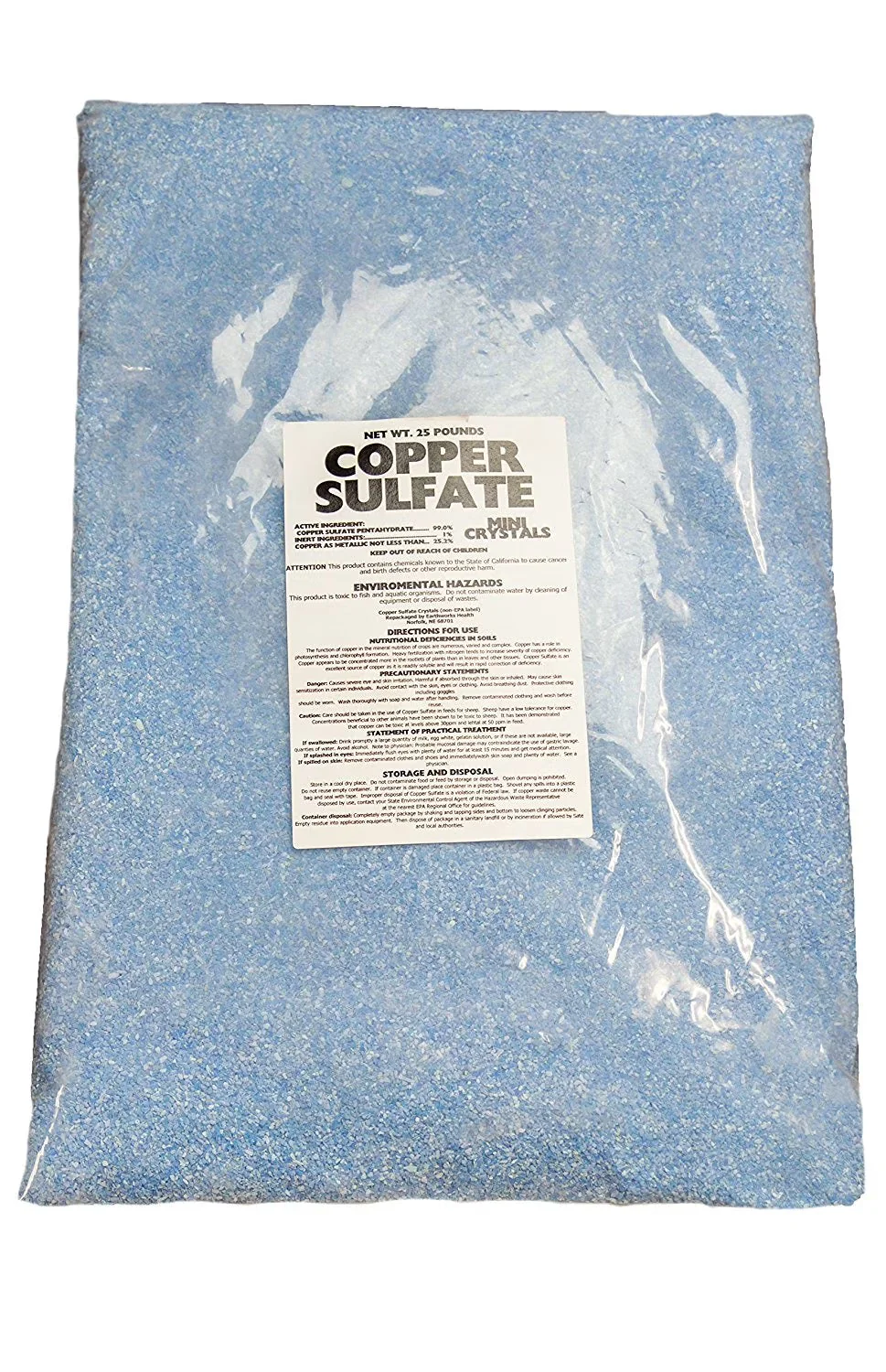 Earthworks Health Copper Sulfate Fine Crystals 25 lb Bag - Image 4 Earthworks Health Copper Sulfate Fine Crystals 25 lb Bag - Image 4