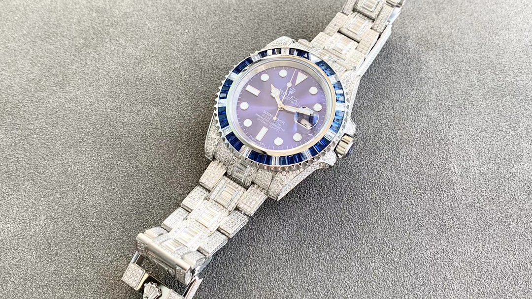 Rolex Submariner Diamond Pav�� Special-Blue Diamonds-full diamonds-40MM(1:1 replica) - Top club