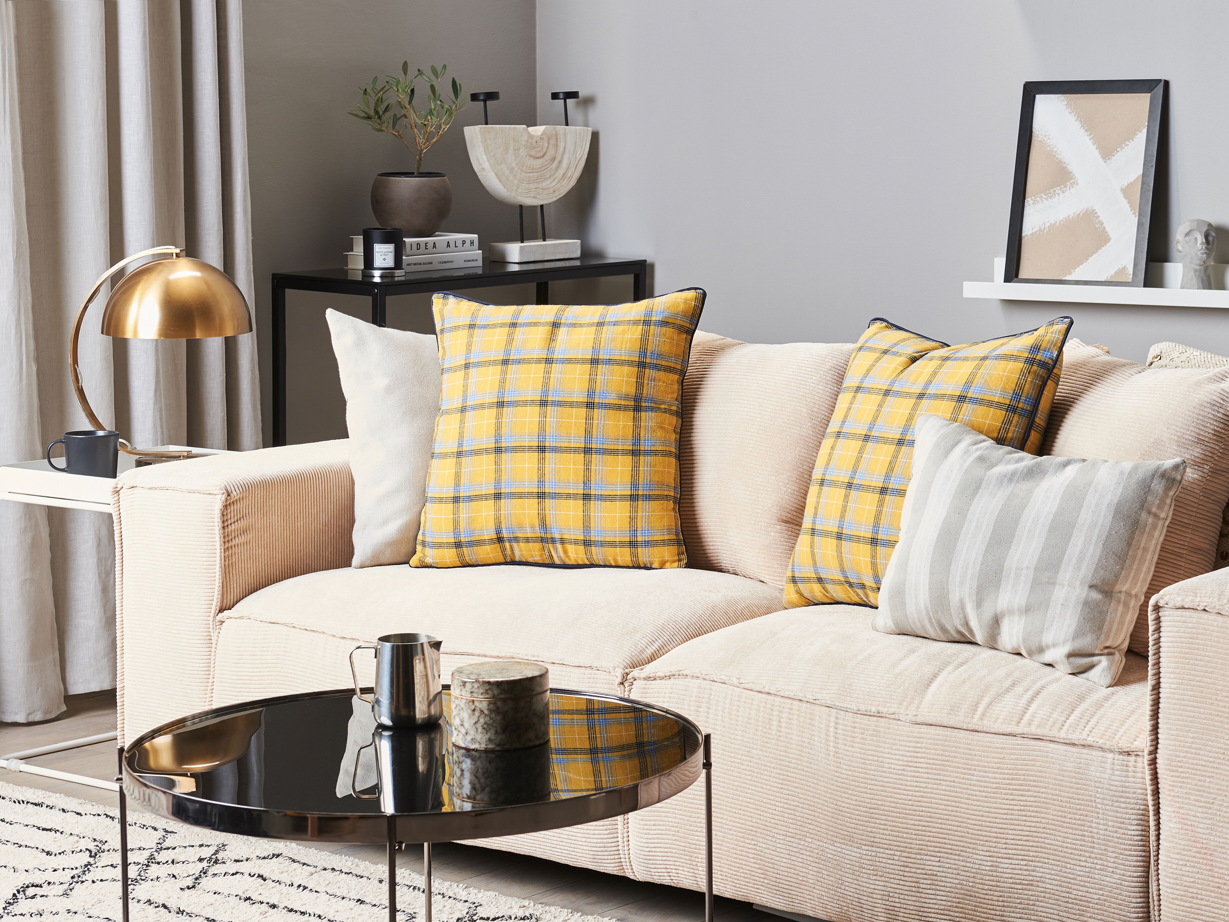 Throw Cushion DICENTRA 45 x 45 cm Yellow Checked