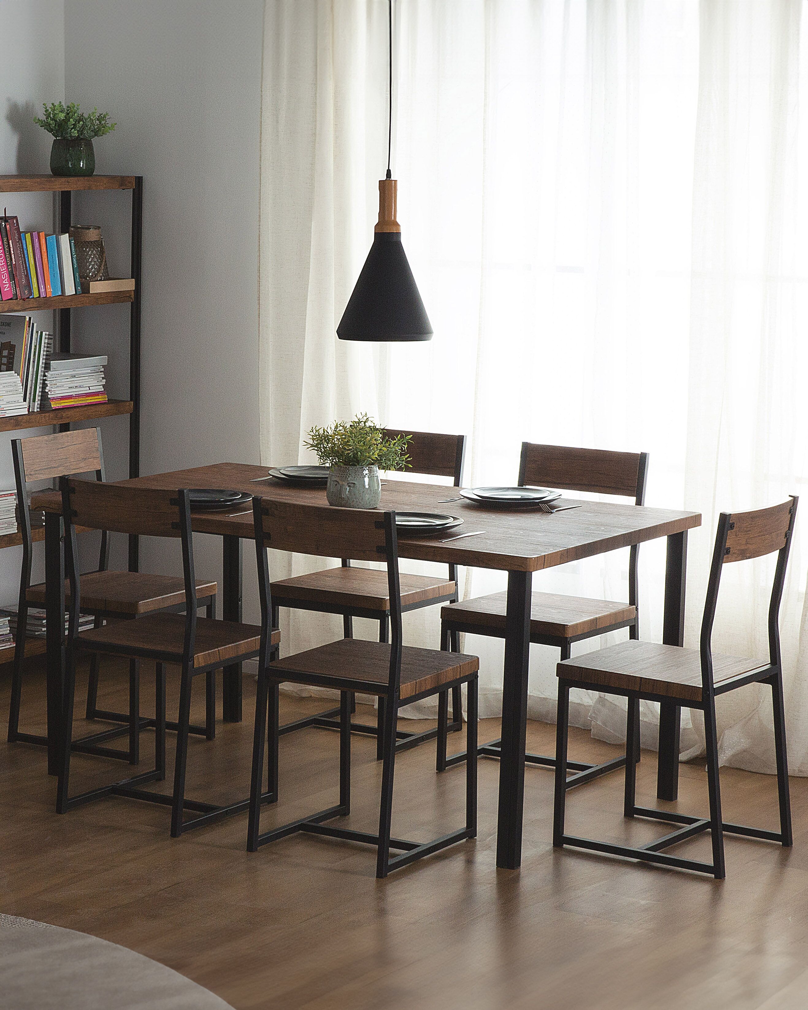 Set of 6 Dining Chairs LAREDO Brown/ Black