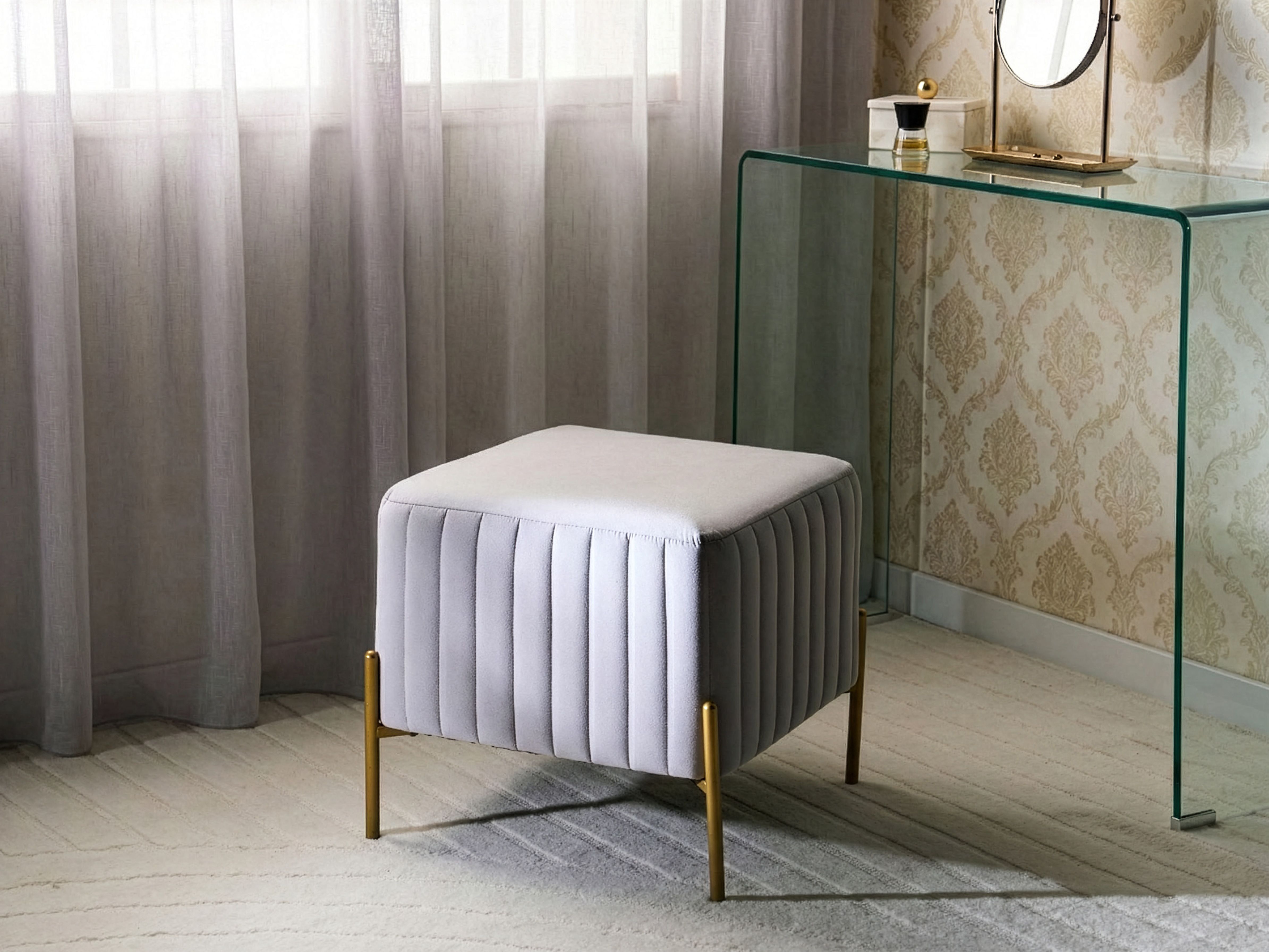 Footstool UTAH Velvet Grey
