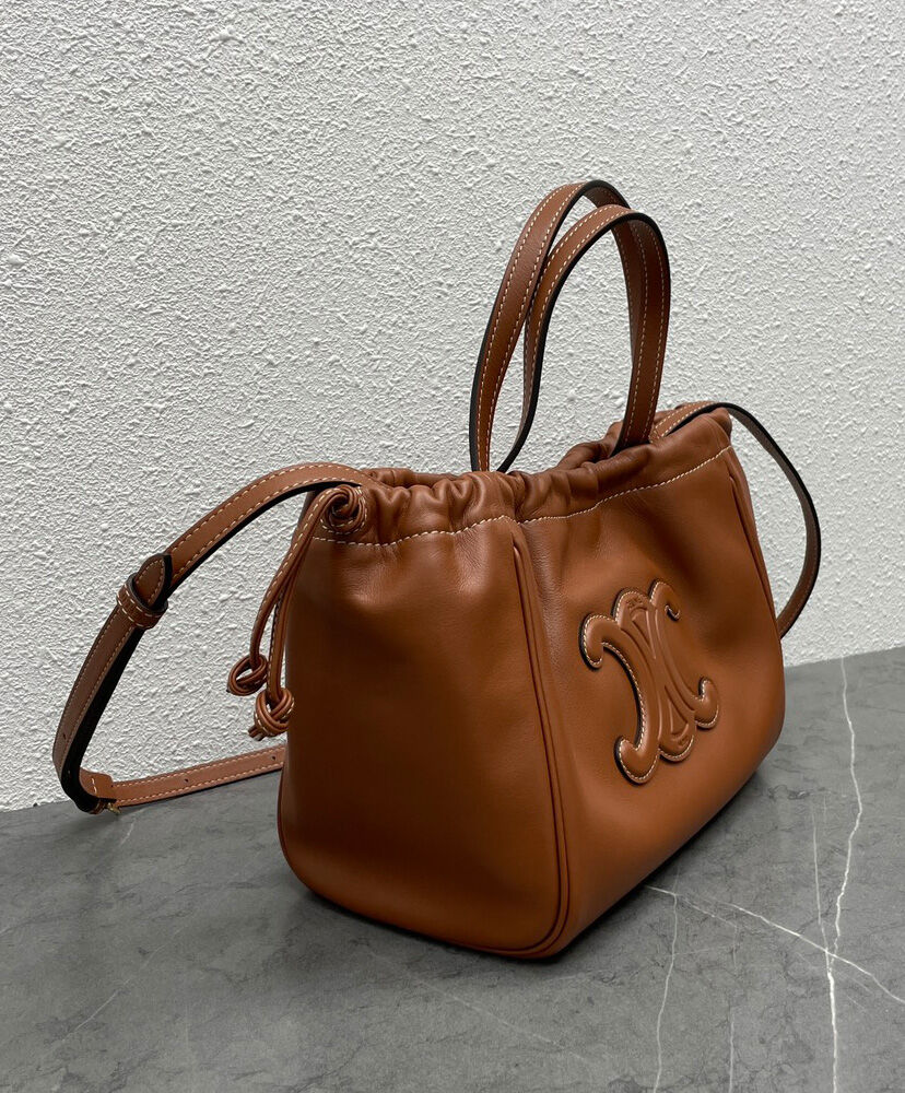 Celine Small Cabas Drawstring Cuir Triomphe In Smooth Calfskin Coffee1:1High-quality replica