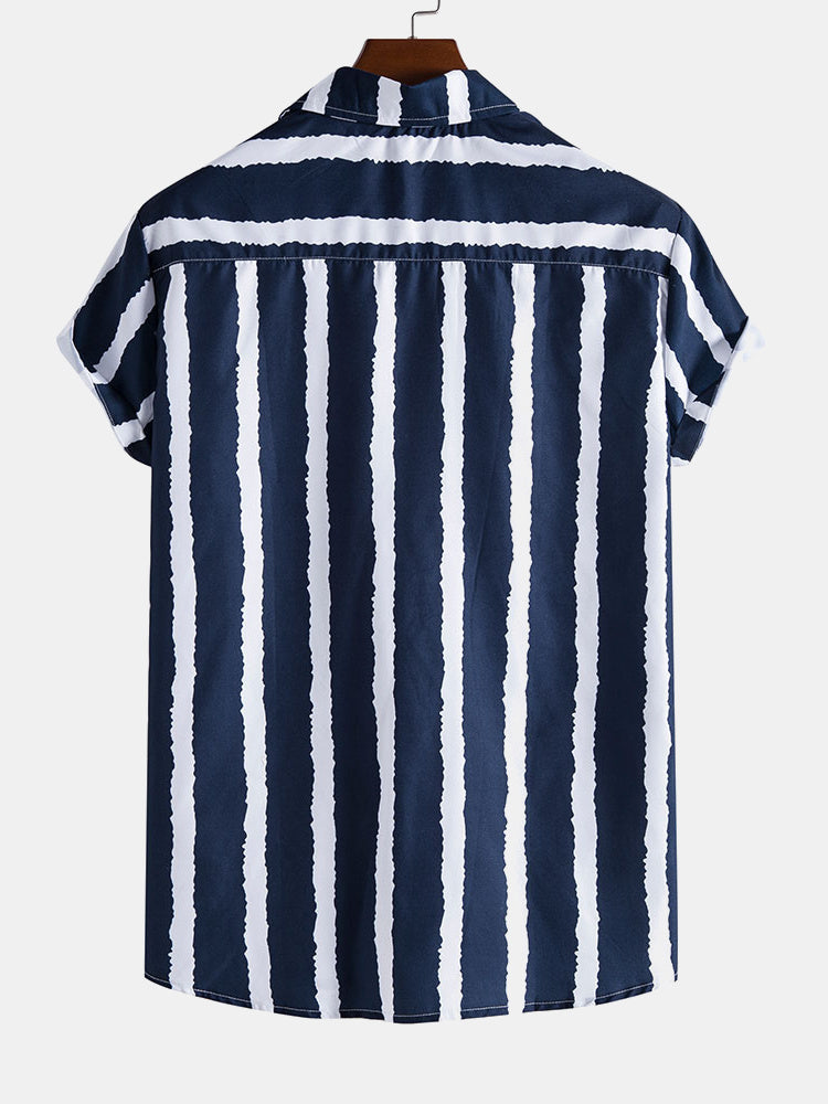 Wide Stripes Lapel Shirts