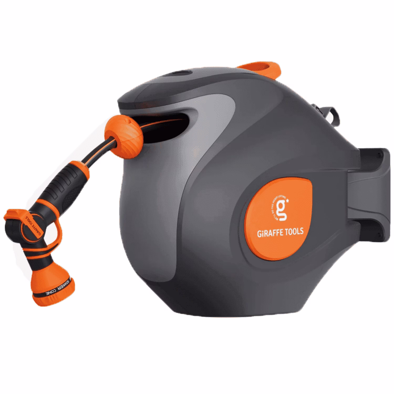 Giraffe Tools Retractable Garden Hose Reel with 1/2in-100ft Water Hose, Plastic Bracket, Wall Mounted, Dark Grey - Image 20