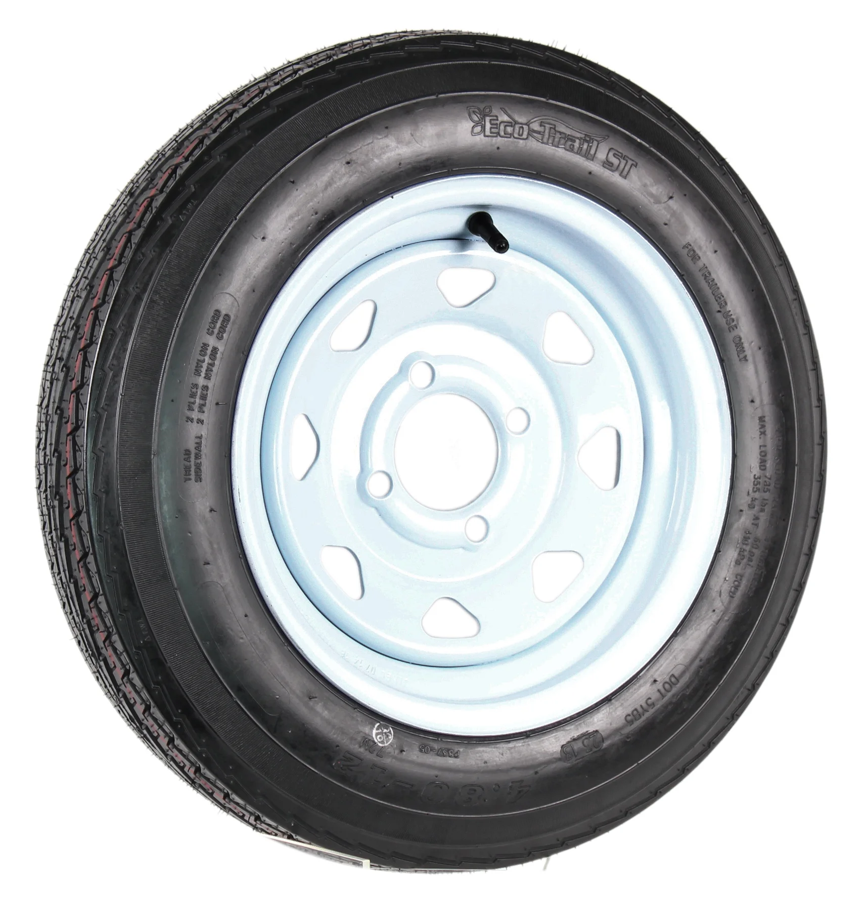 eCustomrim 2-Pack Trailer Tires On Rims 4.80-12 480-12 4.80 x 12 Load B 4 Lug White Wheel - Image 3
