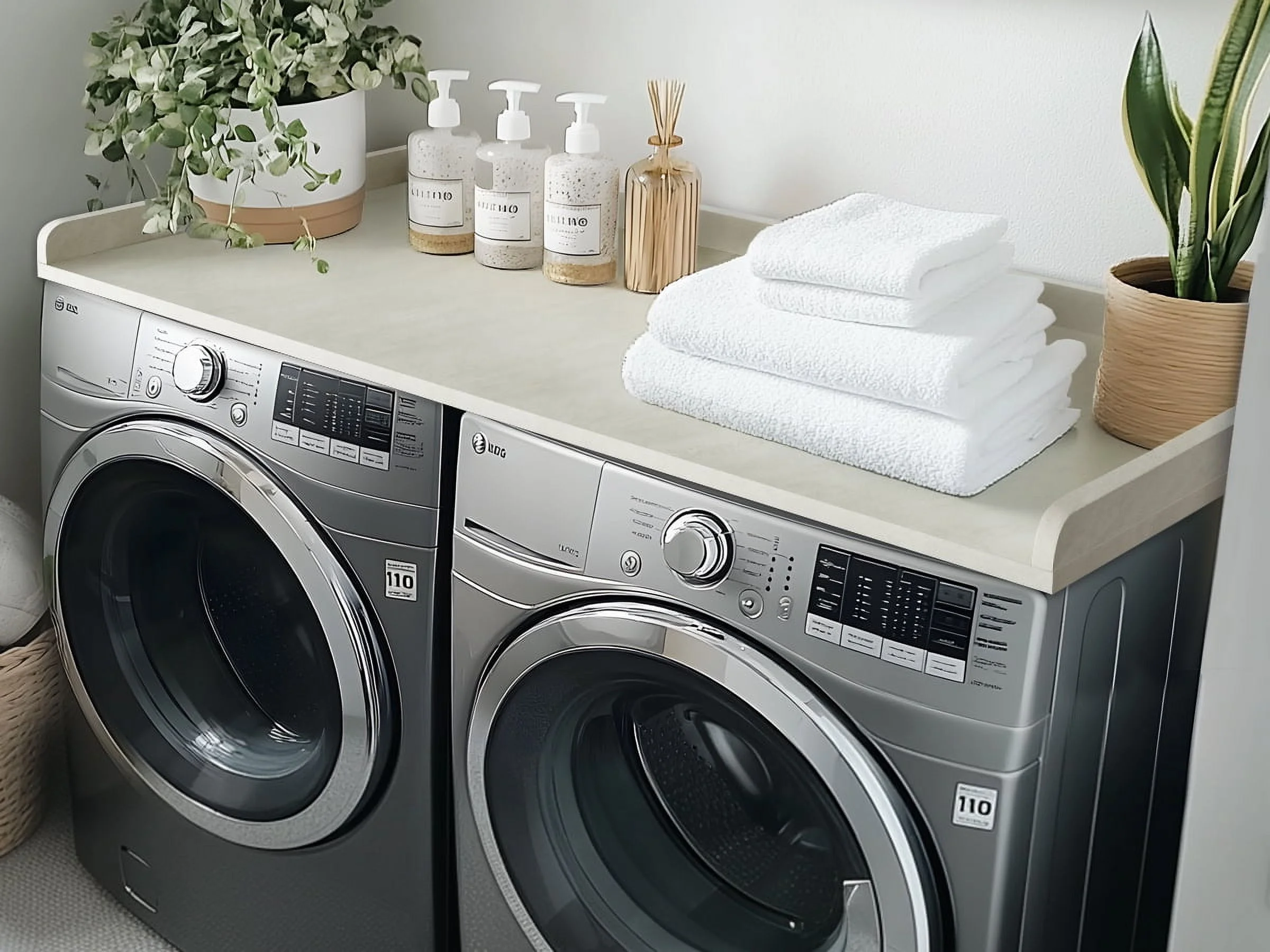 Kaboon Washer Dryer Countertop with Edge Rails, 27.5" x 54", Light Walnut - Image 50
