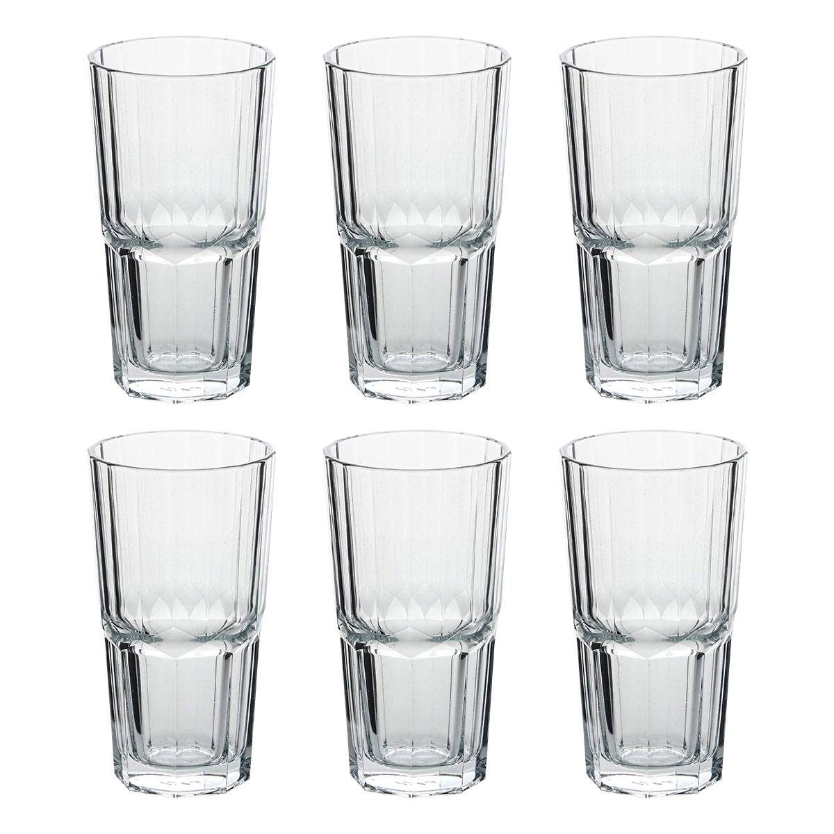 6 tall tumblers "Time'Eau" Glass, 375 ml, Transparent