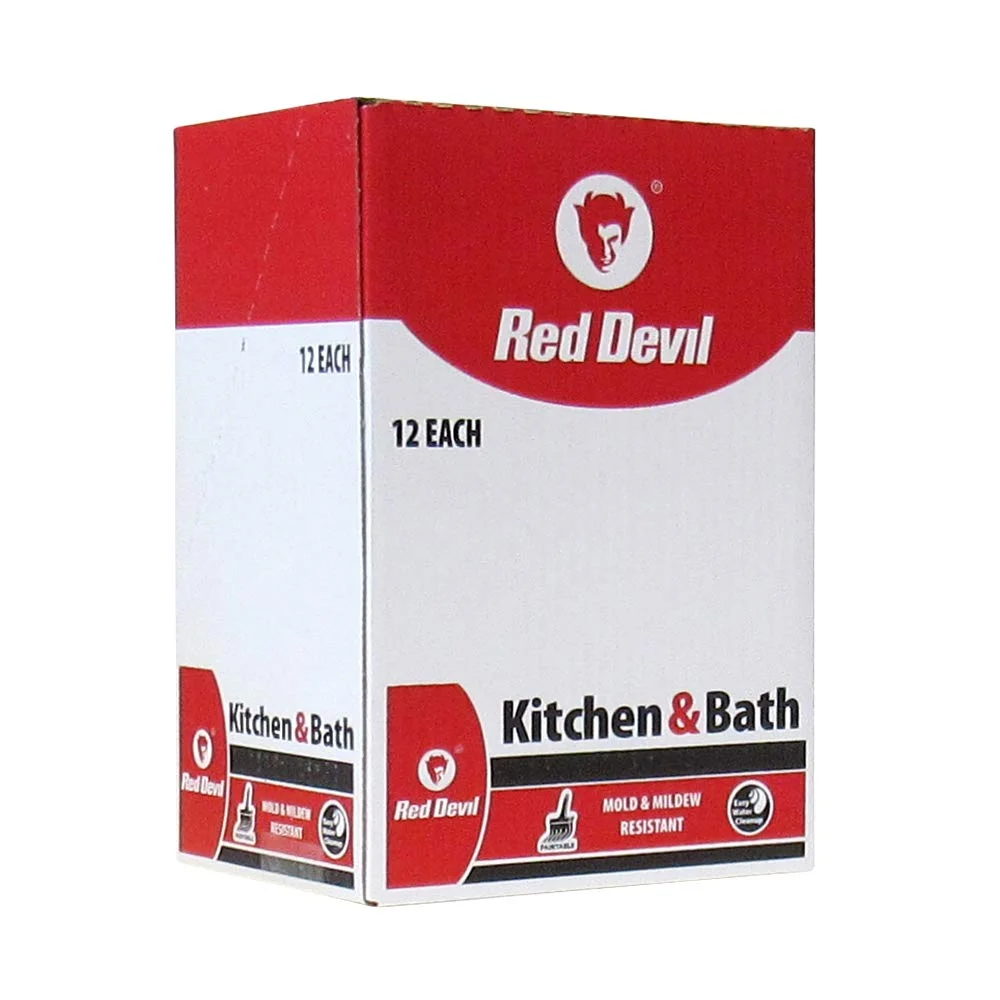 Red Devil 0887 Kitchen & Bath Low Odor 100% Silicone Sealant, A Water-Resistant Adhesive For Creating A Protective Barrier Against Moisture, 10.1 oz. Tube, Clear, 12-Pack