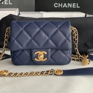 Chanel Classic Medium Blue Lambskin Rainbow Hardware – CB0311:1High-quality replica