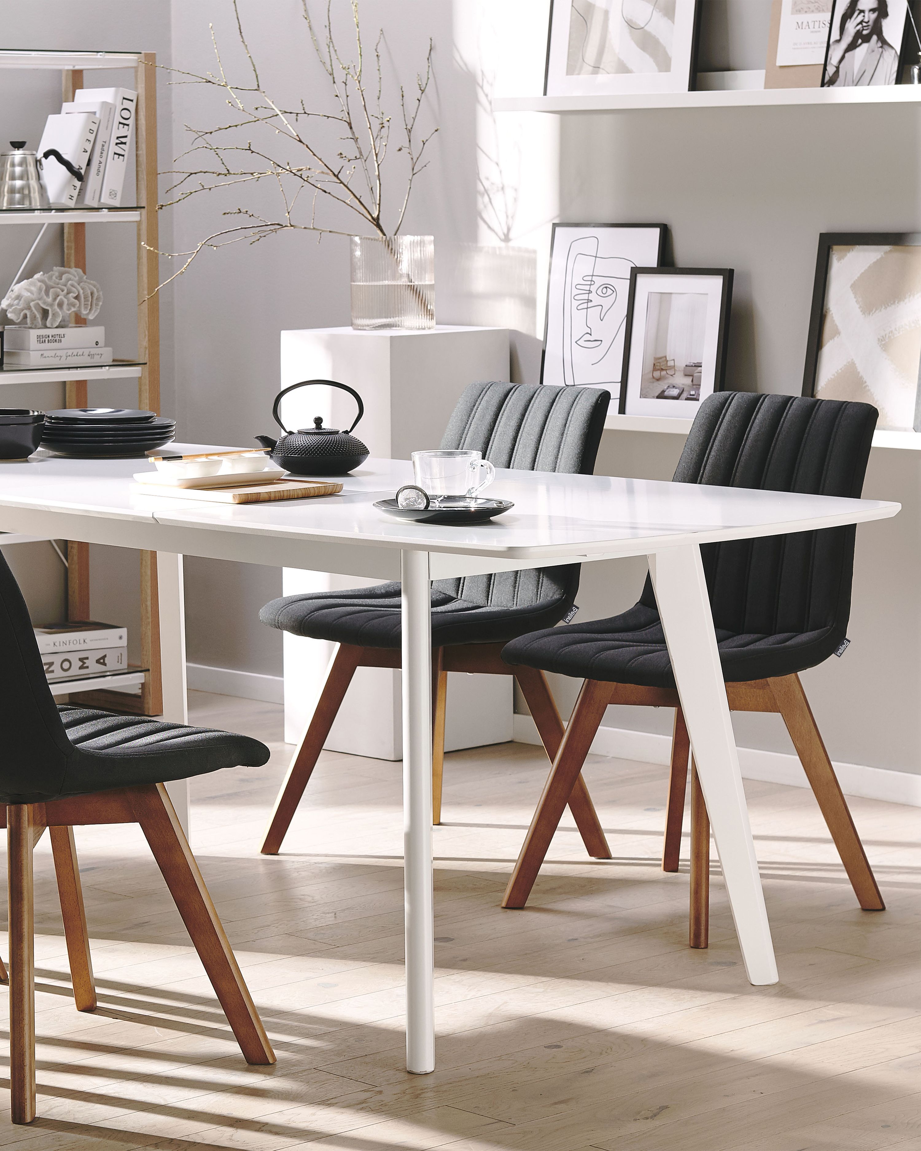 Set of 2 Dining Chairs CALGARY Fabric Black