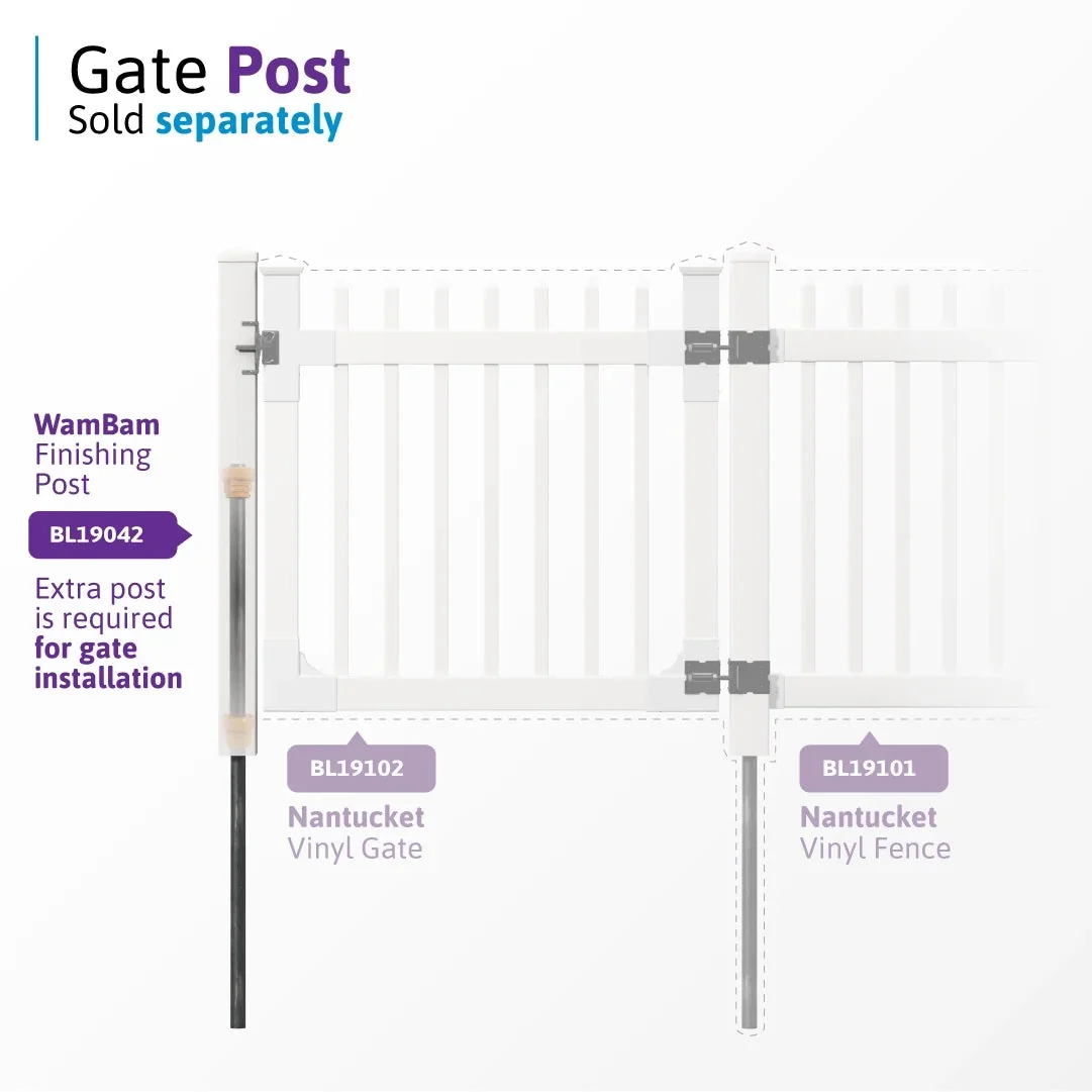 WamBam White Vinyl Picket Fence Panel Kit, 4ft H x 6ft W, 1 Panel + 1 Post - BL19101 - Image 15 WamBam White Vinyl Picket Fence Panel Kit, 4ft H x 6ft W, 1 Panel + 1 Post - BL19101 - Image 15