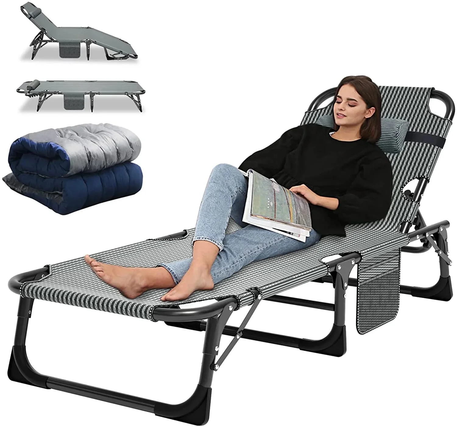 Slsy 5-Position Adjustable Folding Lounge Chair And Cot - 75.2" x 25.6" x 11.8" - Image 76 Slsy 5-Position Adjustable Folding Lounge Chair And Cot - 75.2" x 25.6" x 11.8" - Image 76