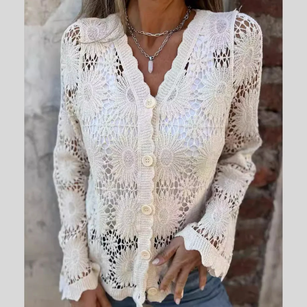 Elegant Floral Crochet Knit Cover Up - ZKZOOK