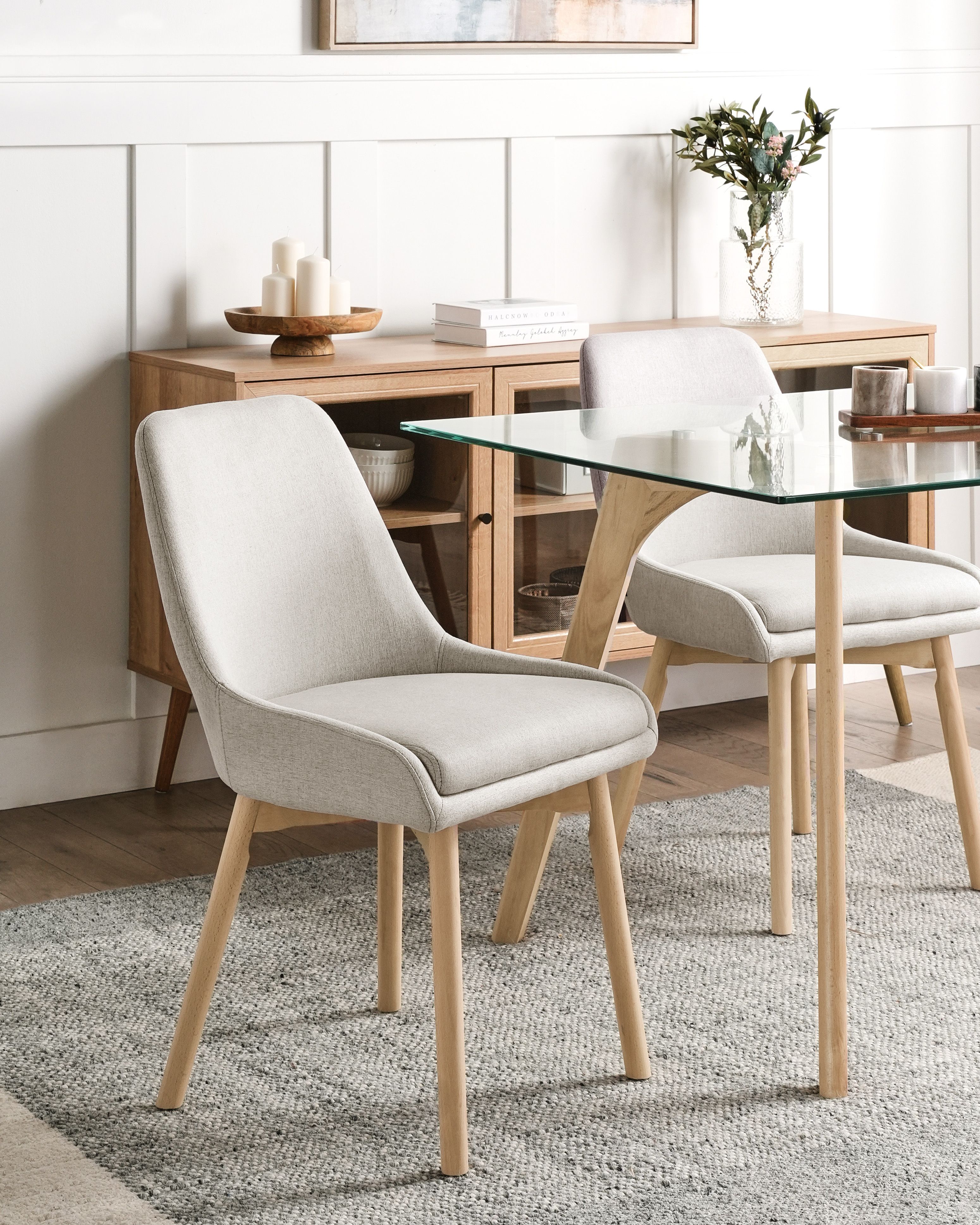 Set of 2 Dining Chairs MELFORT Fabric Light Grey