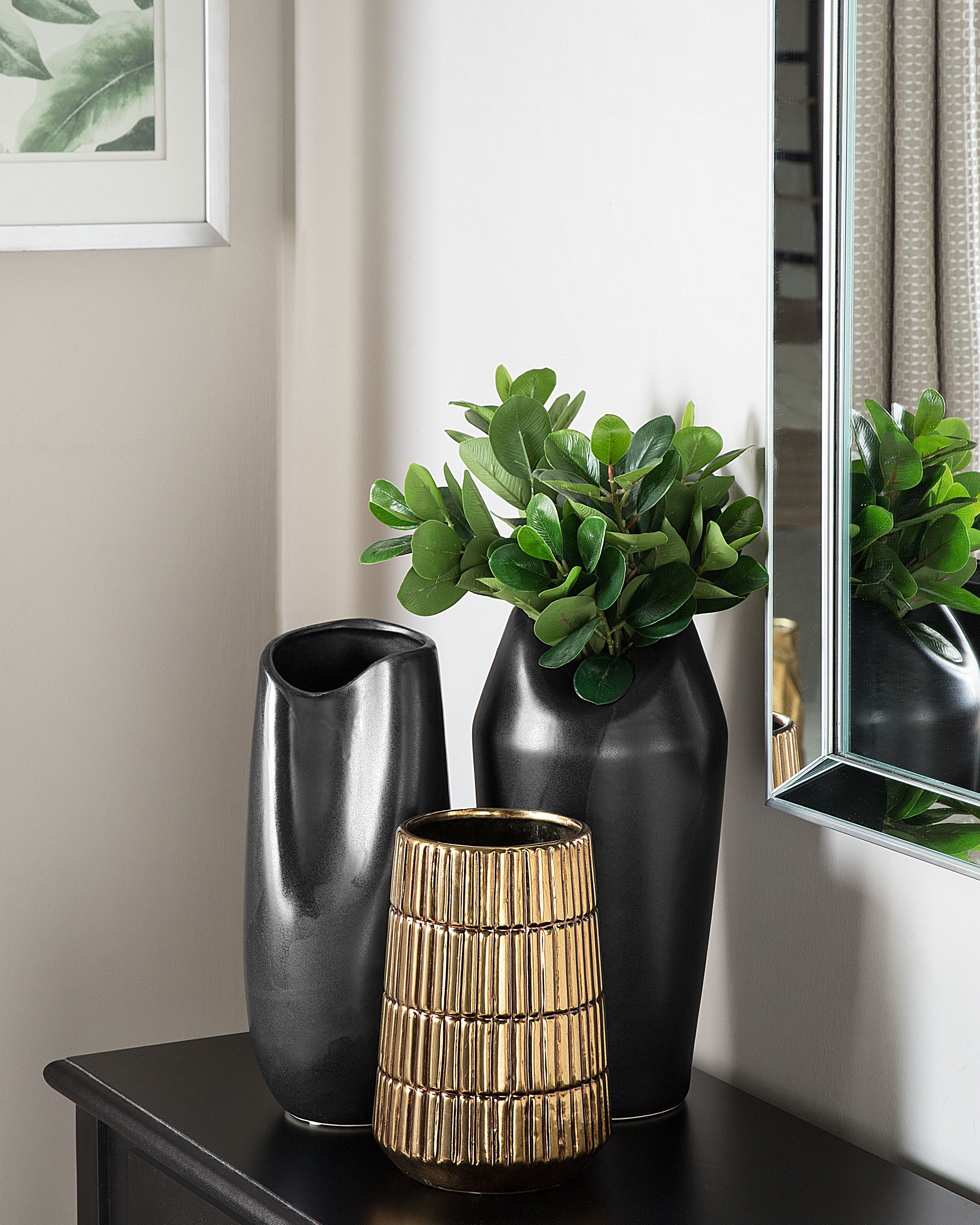 Decorative Vase QANAWAT Stoneware 22 cm Gold