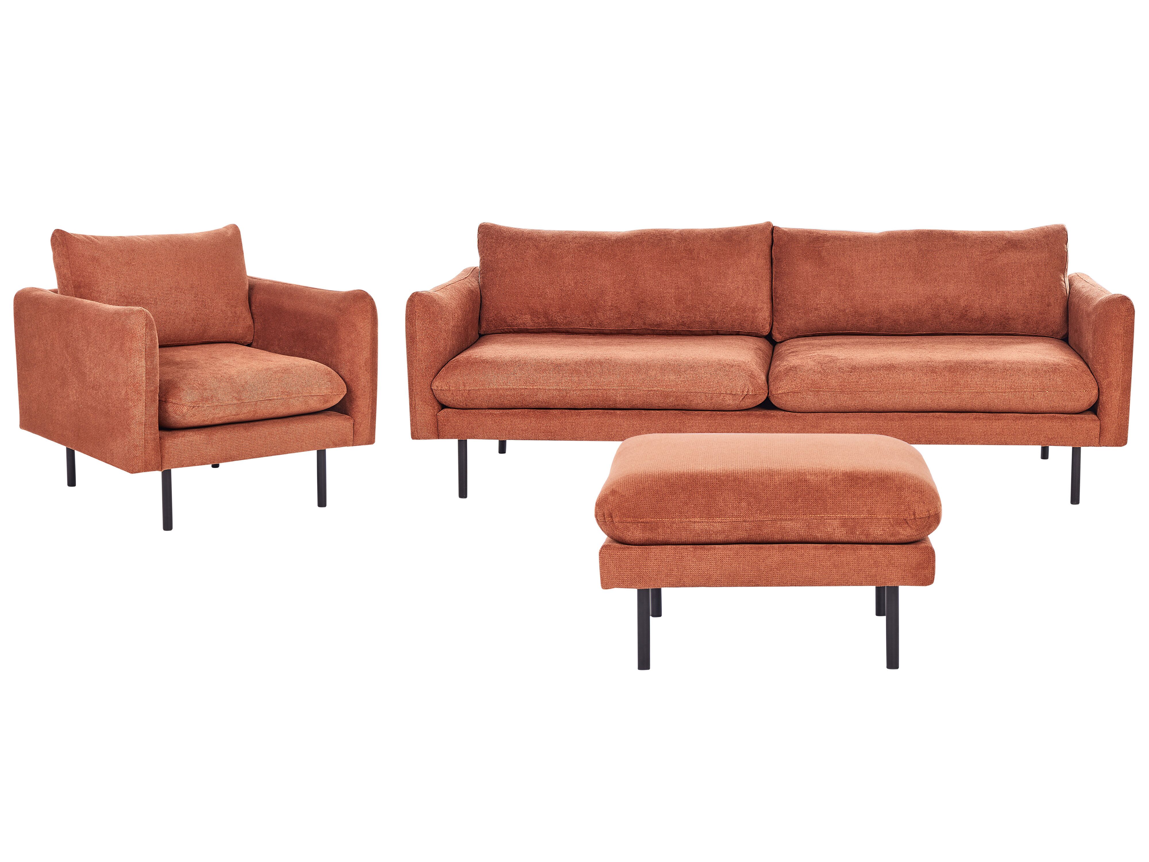 Living Room Set 5 Seater VINTERBRO Chenille Golden Brown with Ottoman