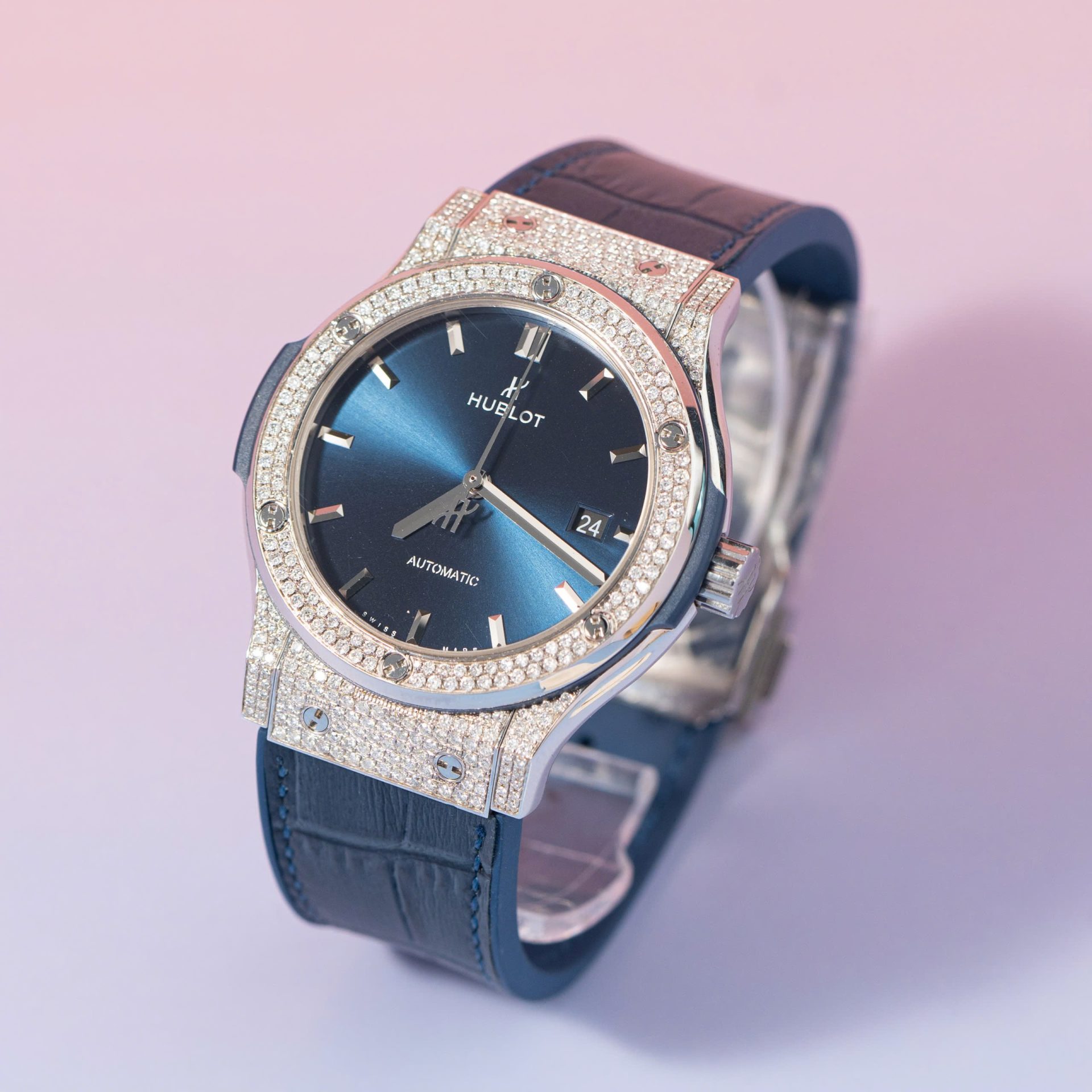 Hublot Replica 11 Watch Classic Fusion Full Natural Diamond Blue Dial 42mm - Top club