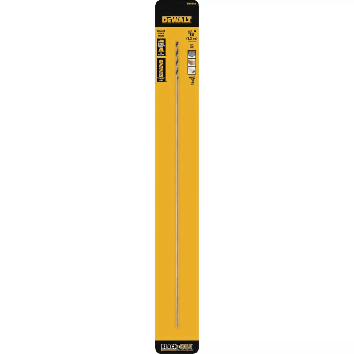 DeWalt 1/8 In. x 12 In. Black & Gold Oxide Drill Bit