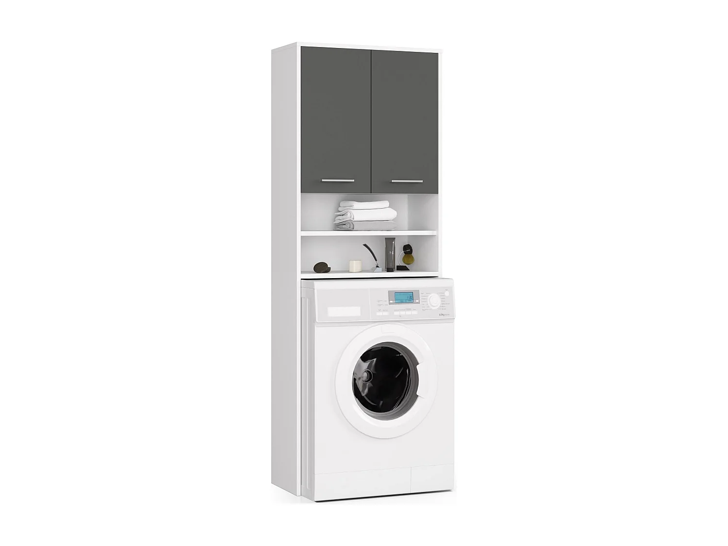 Meuble de rangement pour machine à laver, 2 portes, 64 x 30 x 190 cm