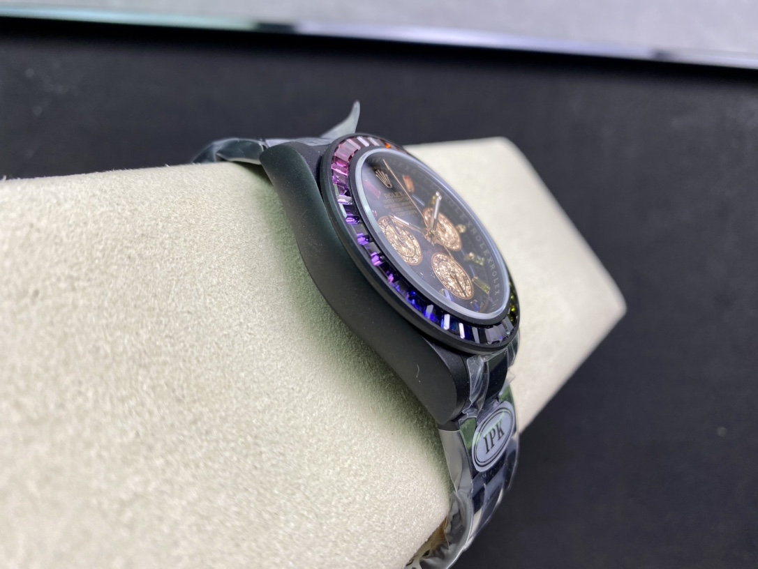 Rolex Daytona - Iridescent Diamond Modified Black Gold Dial(1:1 replica) - Elite Watch Atelier