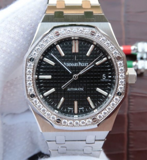 Replica Audemars Piguet JF Royal Oak 41mm 15400 Diamonds Bezel Black Dial Bracelet A3120 - Top club