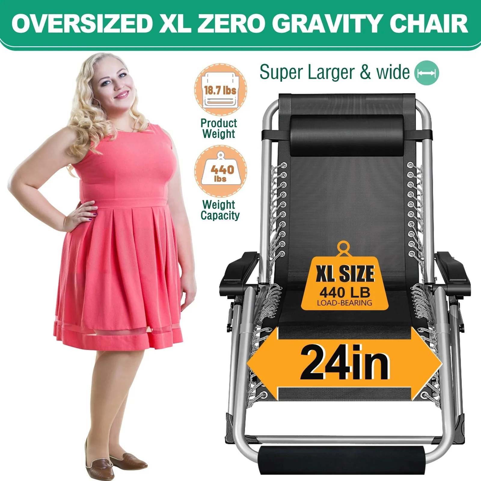 NAIZEA Zero Gravity Lawn Recliner Chairs, 2 Pack, Black - Image 65 NAIZEA Zero Gravity Lawn Recliner Chairs, 2 Pack, Black - Image 65